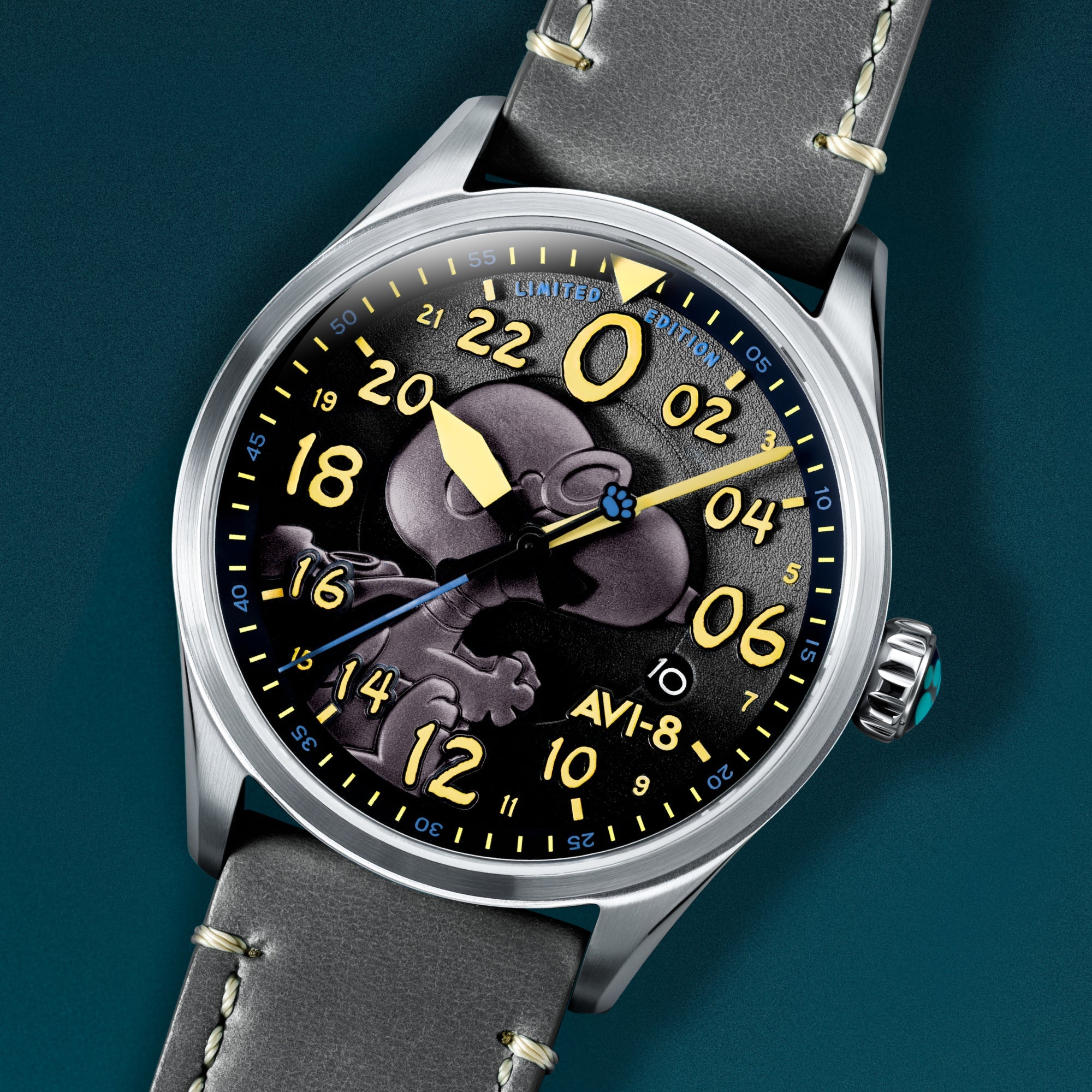 AVI-8 AVI-8 Spitfire Peanuts Snoopy Flying Ace 24 Hour Automatic Limited Edition Charcoal Grey Men's Watch AV-4150-01