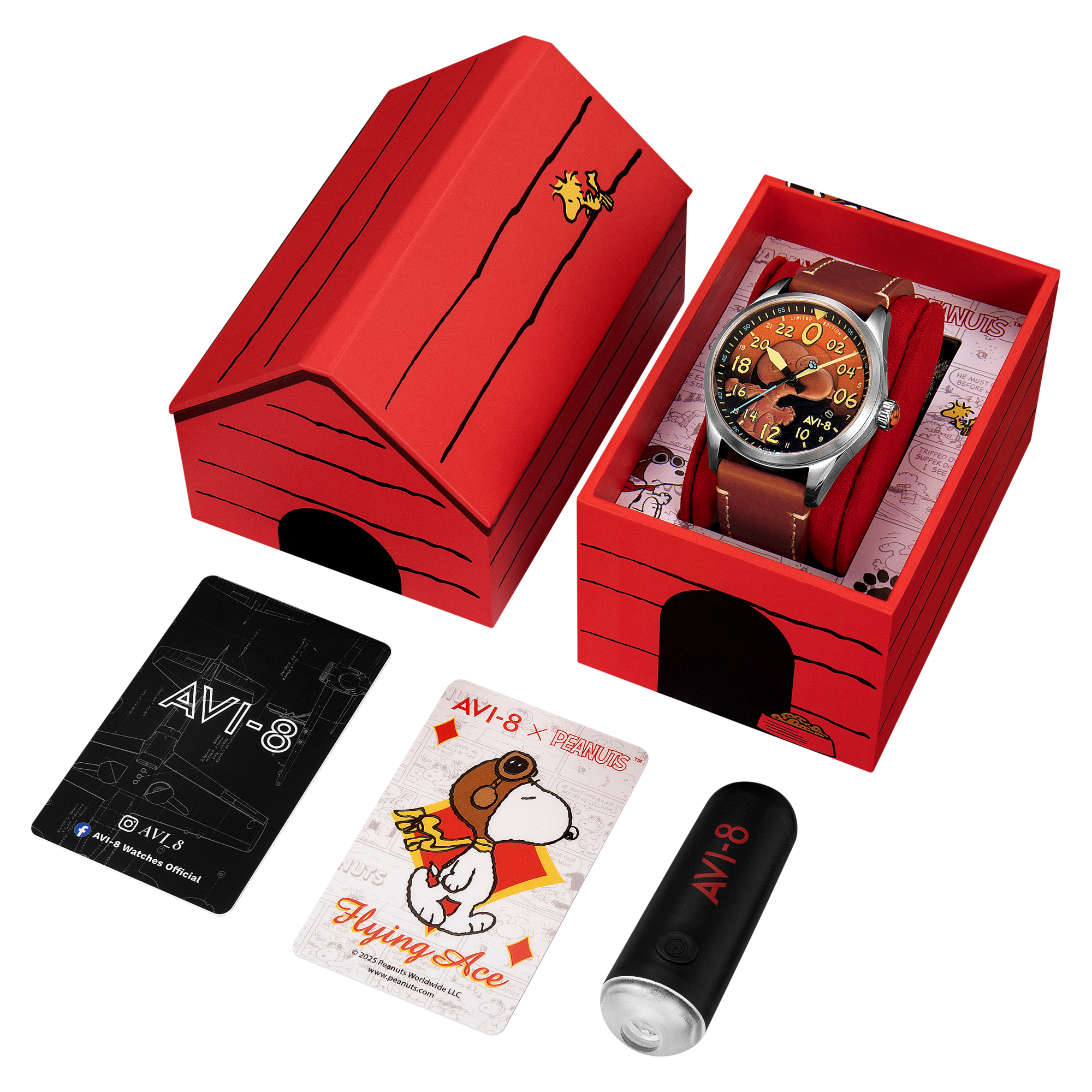AVI-8 AVI-8 Spitfire Peanuts Snoopy Flying Ace 24 Hour Automatic Limited Edition Burnt Orange Men's Watch AV-4150-02
