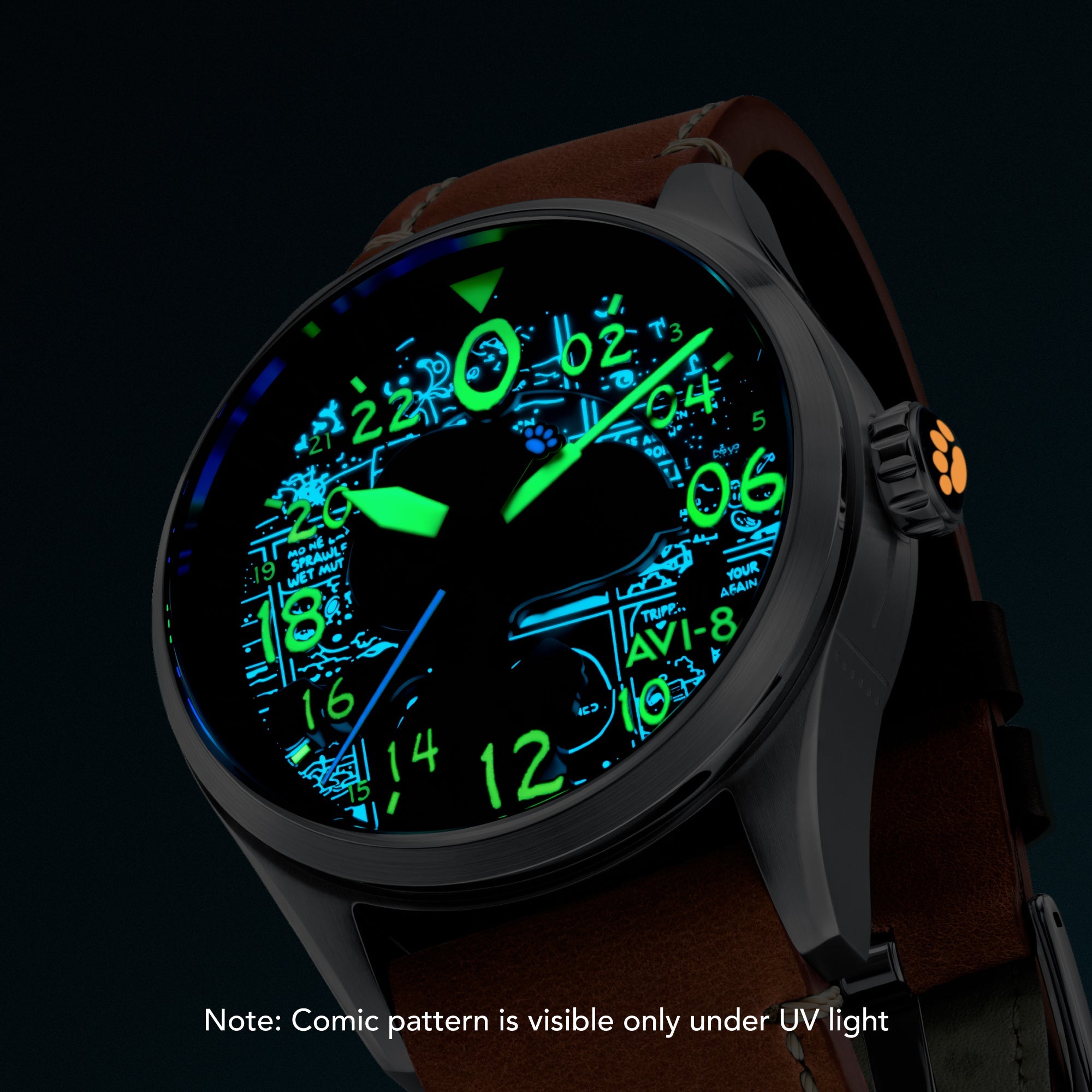 AVI-8 AVI-8 Spitfire Peanuts Snoopy Flying Ace 24 Hour Automatic Limited Edition Burnt Orange Men's Watch AV-4150-02