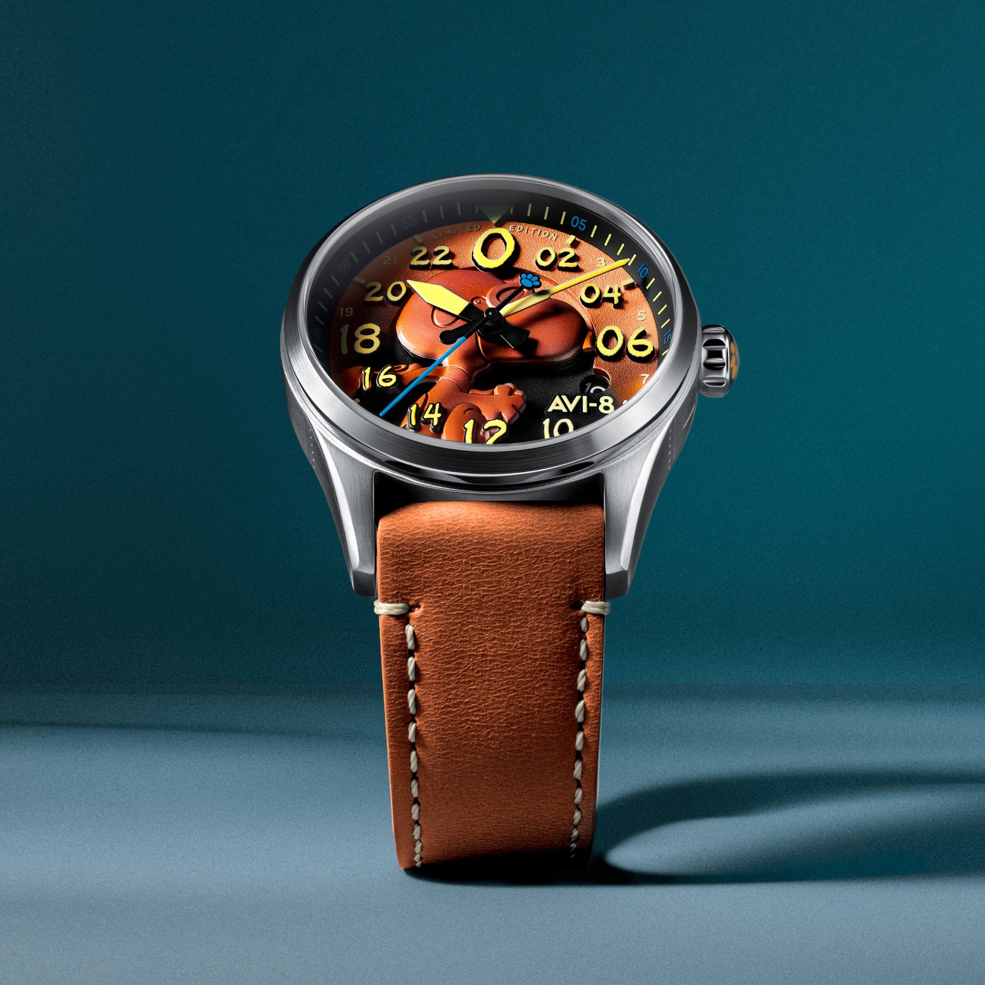AVI-8 AVI-8 Spitfire Peanuts Snoopy Flying Ace 24 Hour Automatic Limited Edition Burnt Orange Men's Watch AV-4150-02
