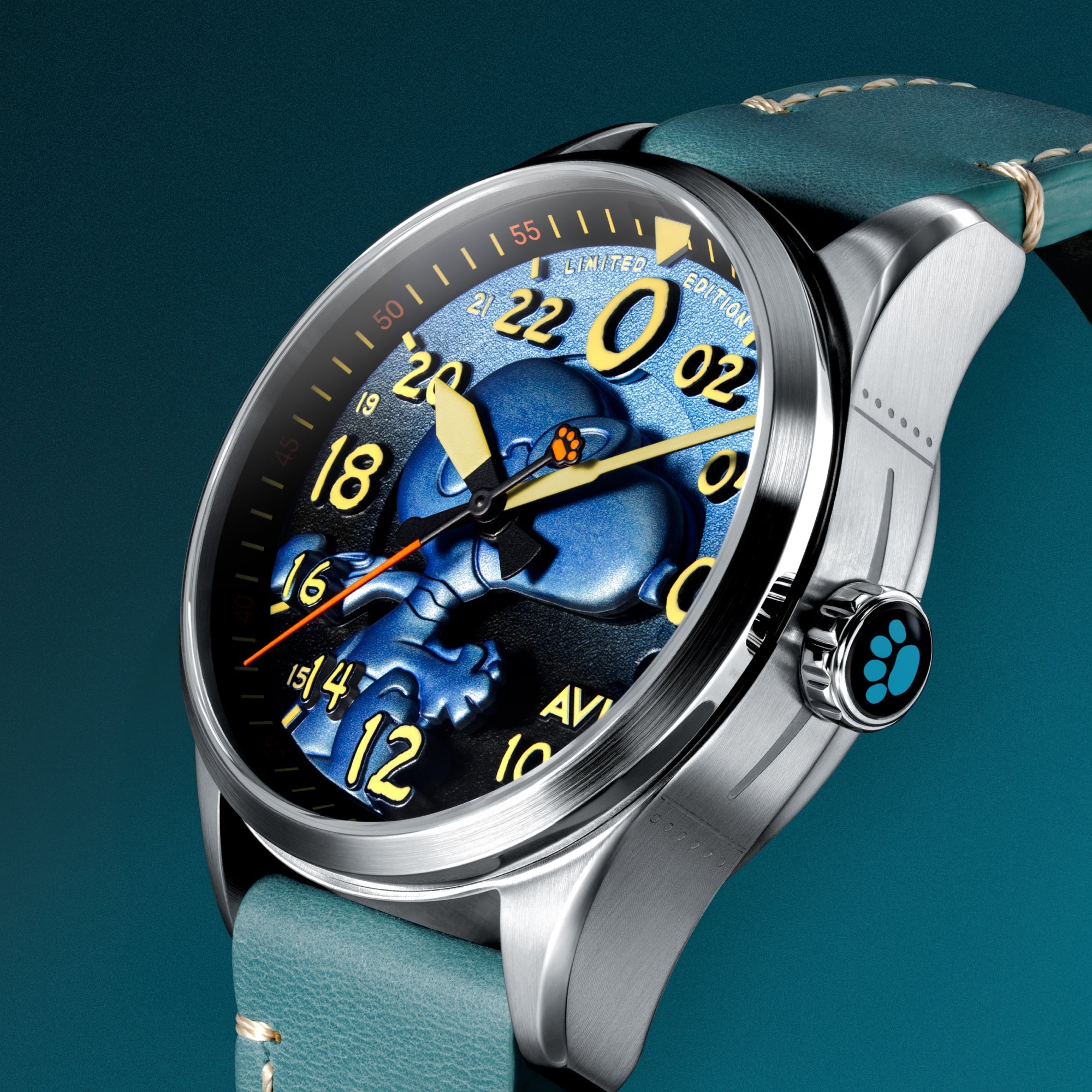 AVI-8 AVI-8 Spitfire Peanuts Snoopy Flying Ace 24 Hour Automatic Limited Edition Azure Blue Men's Watch AV-4150-03