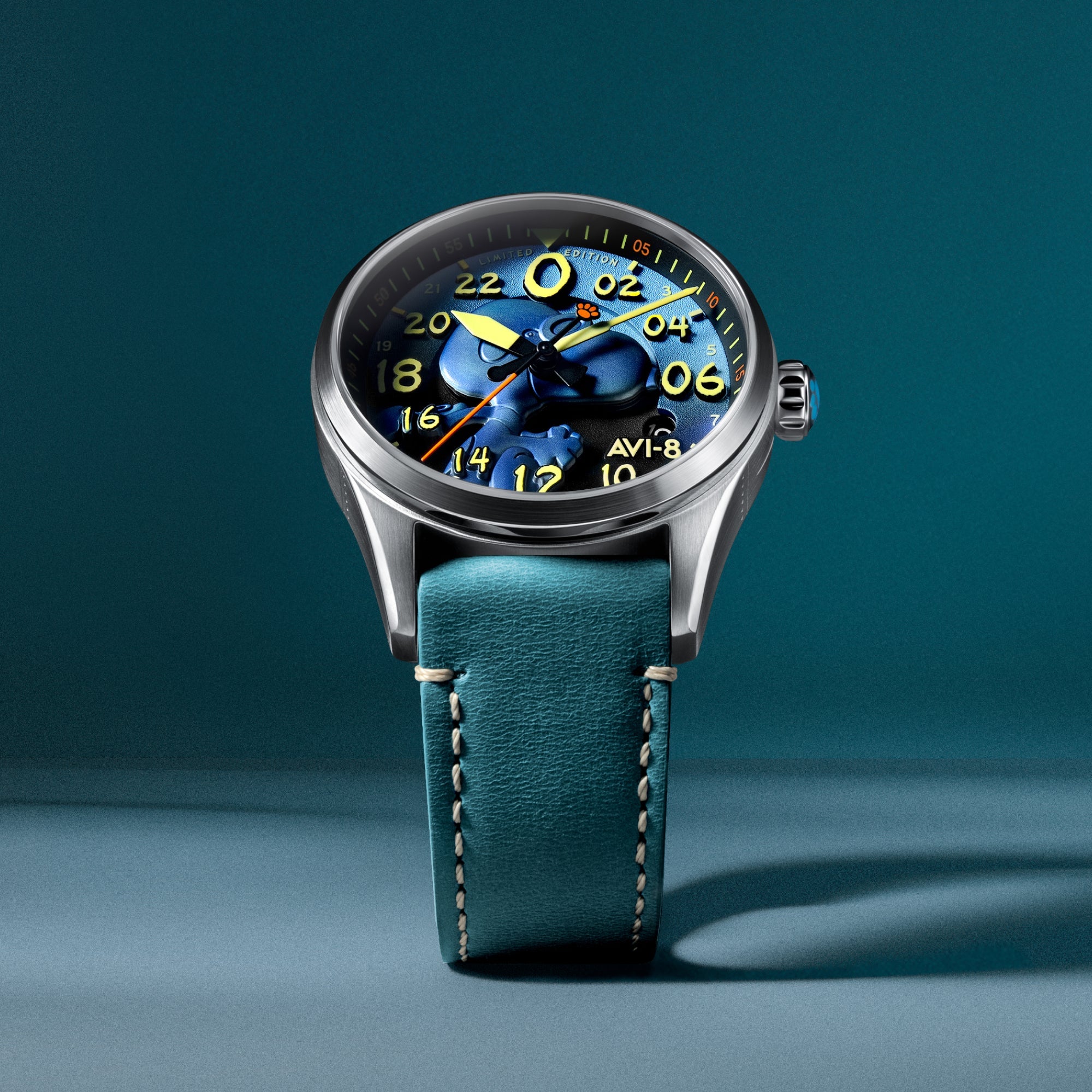 AVI-8 AVI-8 Spitfire Peanuts Snoopy Flying Ace 24 Hour Automatic Limited Edition Azure Blue Men's Watch AV-4150-03