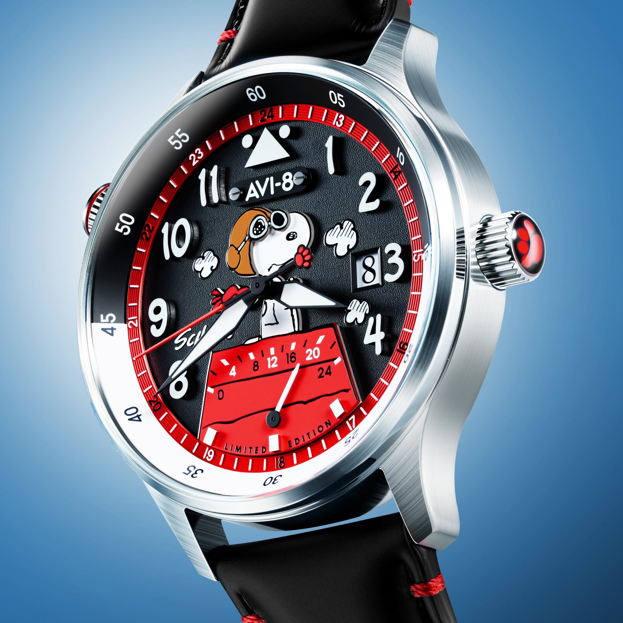 AVI-8 AVI-8 Hawker Hurricane Mckellar Dual Time Peanuts Snoopy Flying Ace Limited Edition Phantom Flyer Men's Watch AV-4151-01