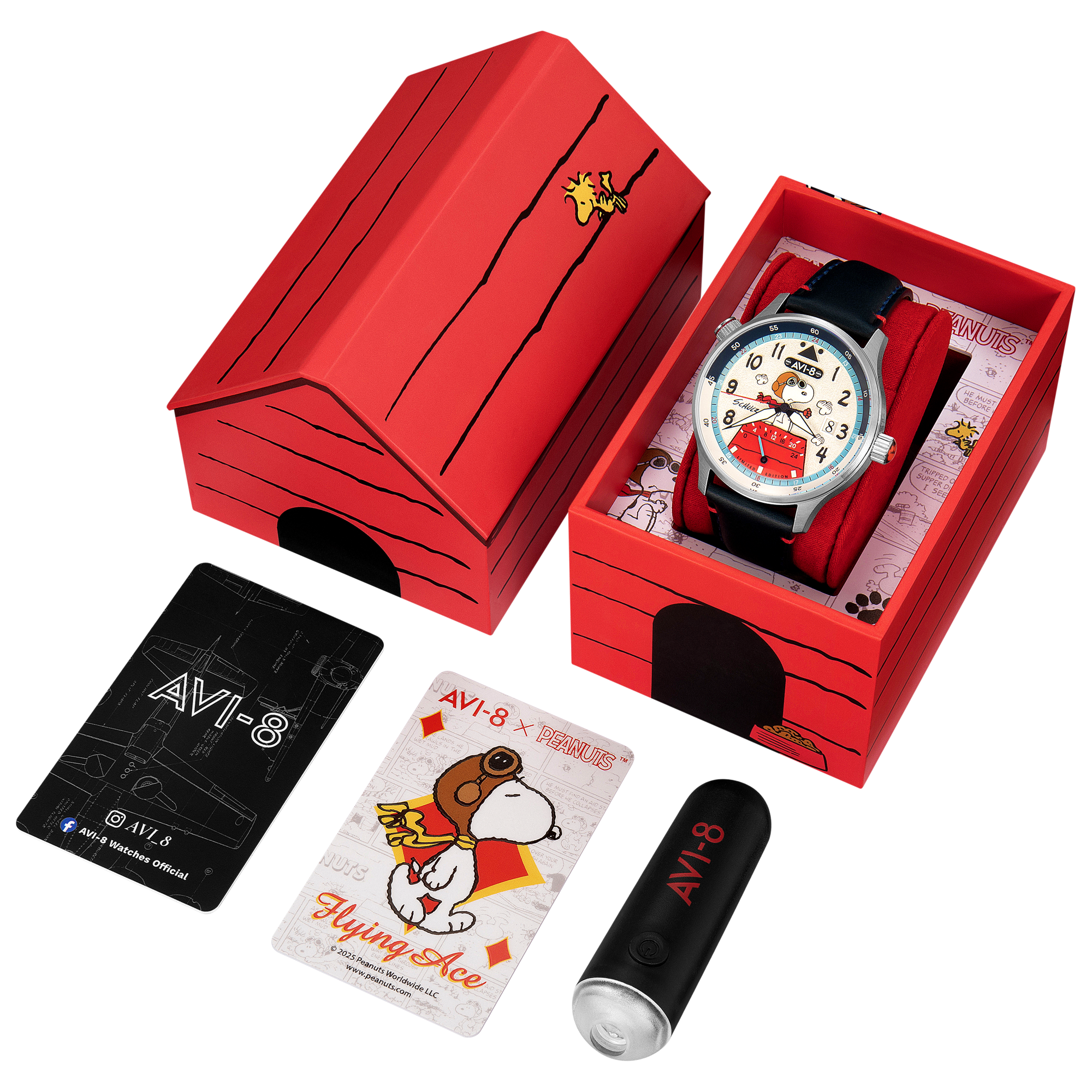 AVI-8 AVI-8 Hawker Hurricane Mckellar Dual Time Peanuts Snoopy Flying Ace Limited Edition Aero Blue Men's Watch AV-4151-02
