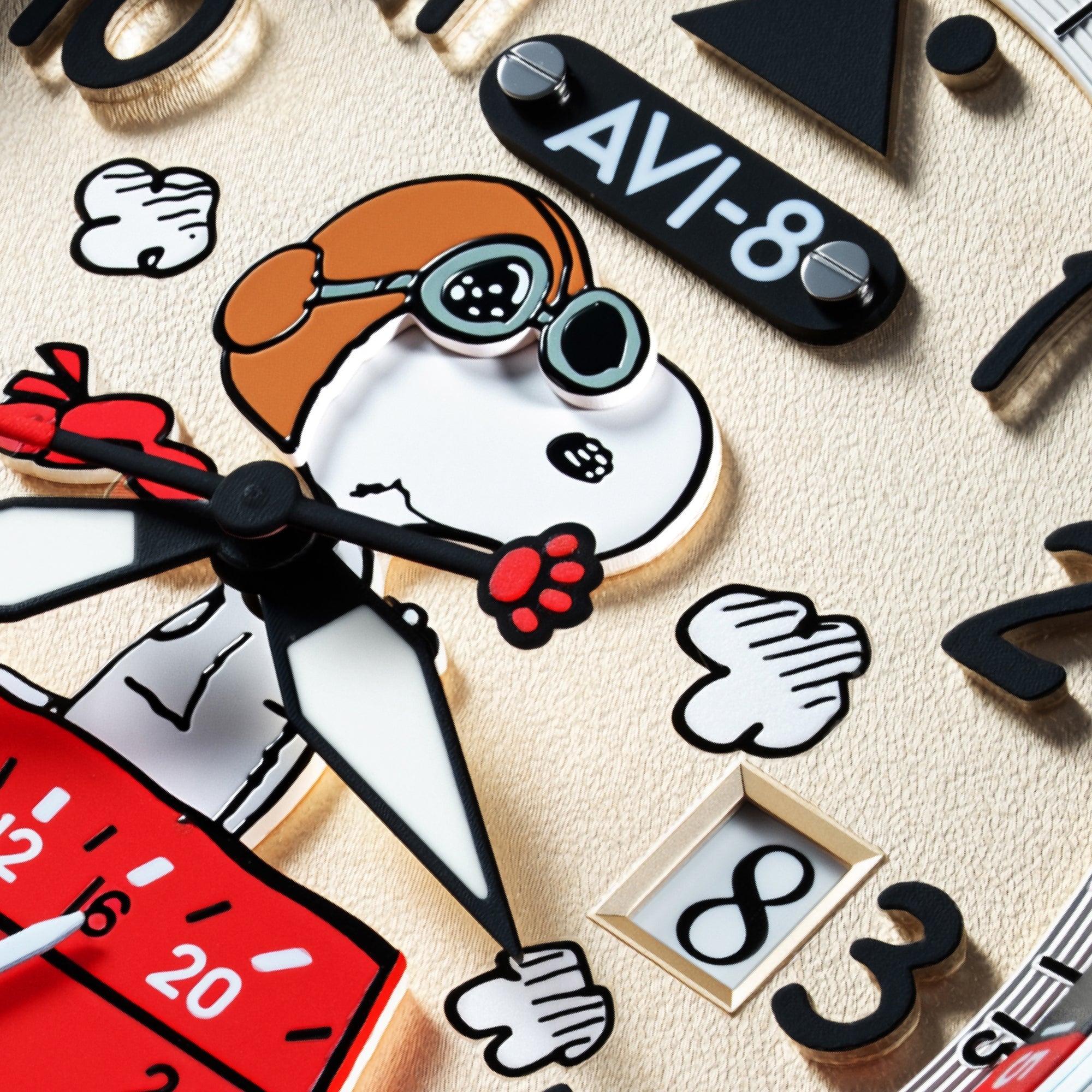 AVI-8 AVI-8 Hawker Hurricane Mckellar Dual Time Peanuts Snoopy Flying Ace Limited Edition Ruby Ace Men's Watch AV-4151-03
