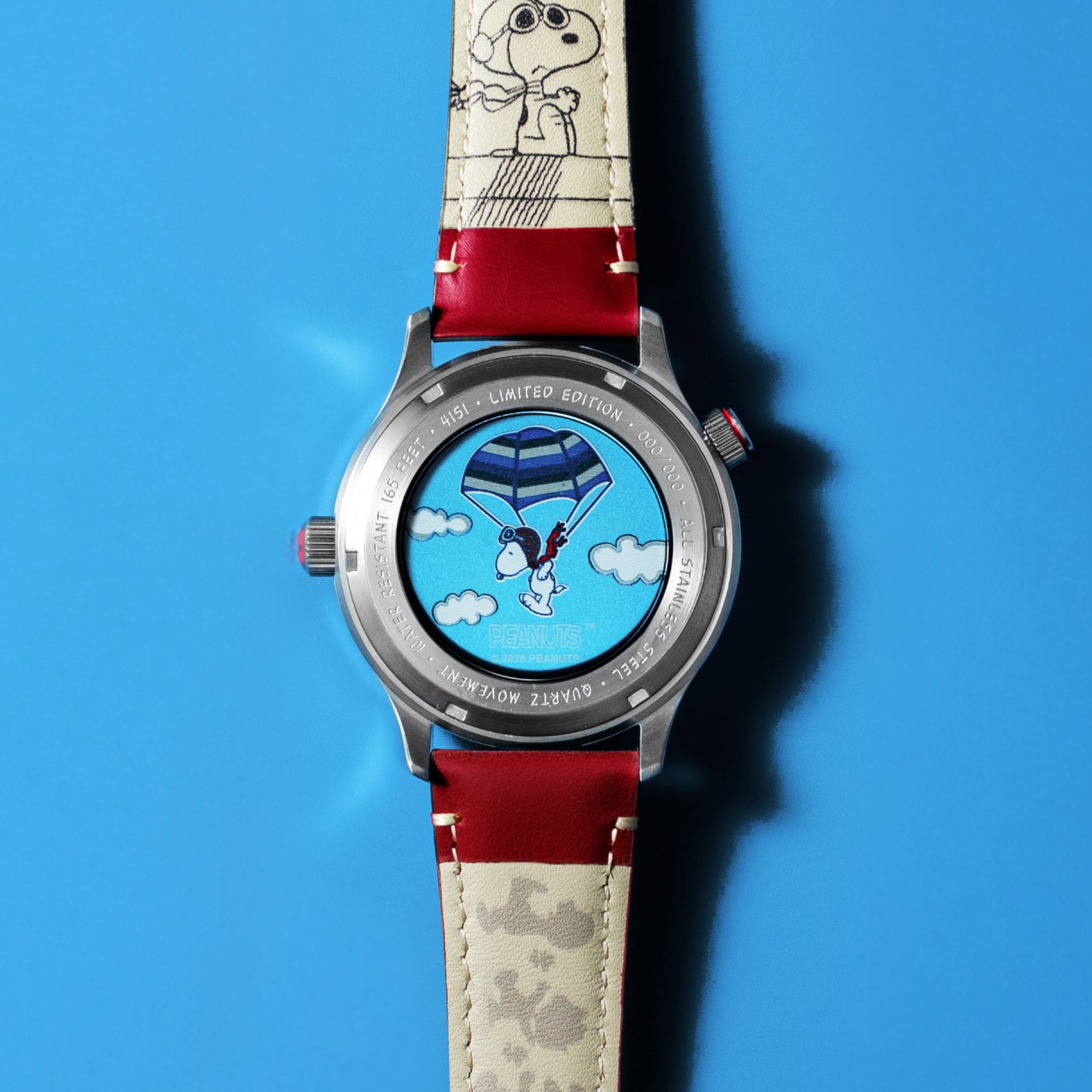 AVI-8 AVI-8 Hawker Hurricane Mckellar Dual Time Peanuts Snoopy Flying Ace Limited Edition Ruby Ace Men's Watch AV-4151-03