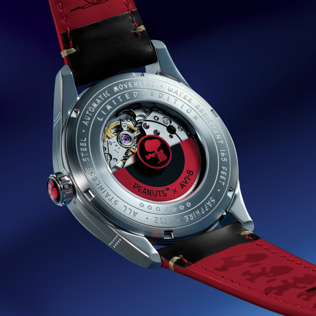 AVI-8 AVI-8 Smith Automatic Snoopy Peanuts Flying Ace Pilot Error Limited Edition Midnight Maneuver Men's Watch AV-4152-01