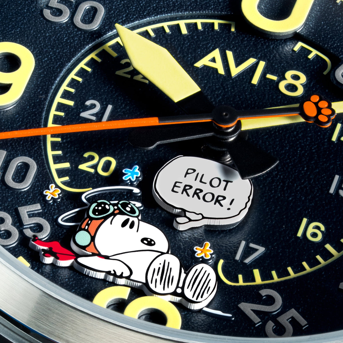 AVI-8 AVI-8 Smith Automatic Snoopy Peanuts Flying Ace Pilot Error Limited Edition Blue Blunder Men's Watch AV-4152-02