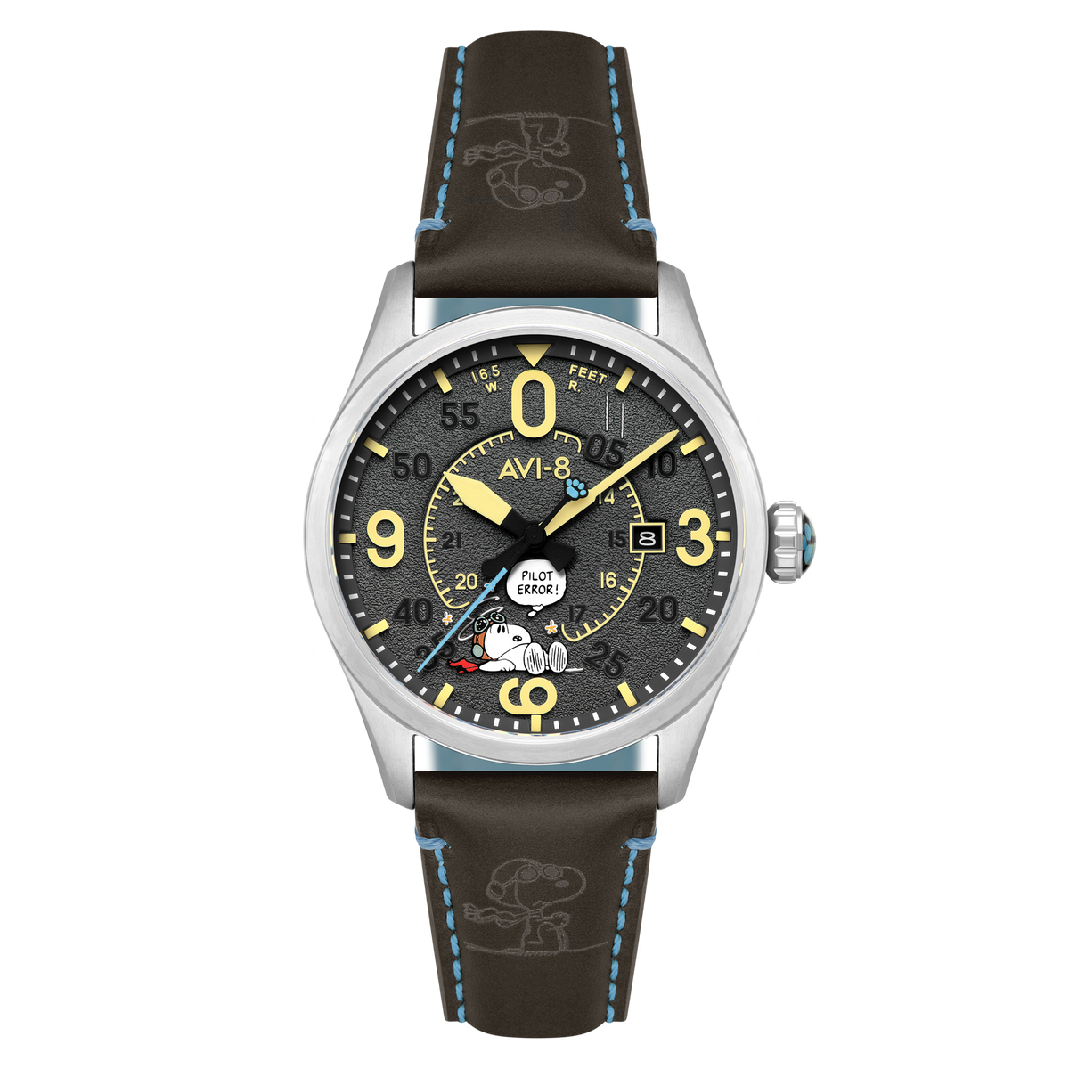 AVI-8 AVI-8 Smith Automatic Snoopy Peanuts Flying Ace Pilot Error Limited Edition Cloudy Confusion Men's Watch AV-4152-03