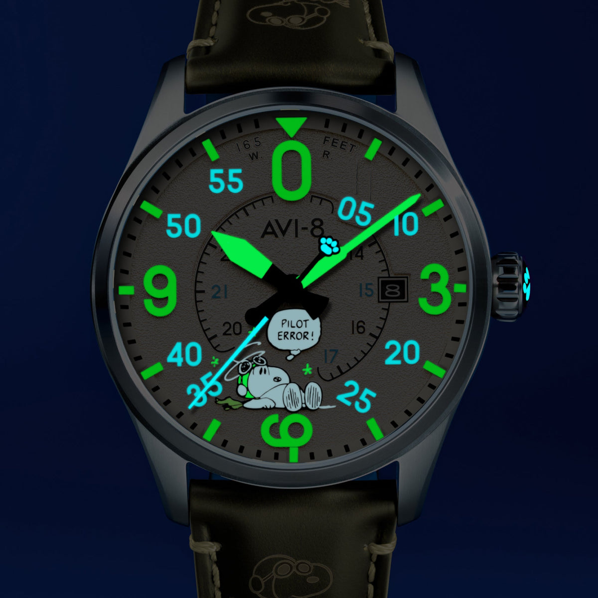 AVI-8 AVI-8 Smith Automatic Snoopy Peanuts Flying Ace Pilot Error Limited Edition Deserted Decision Men's Watch AV-4152-04