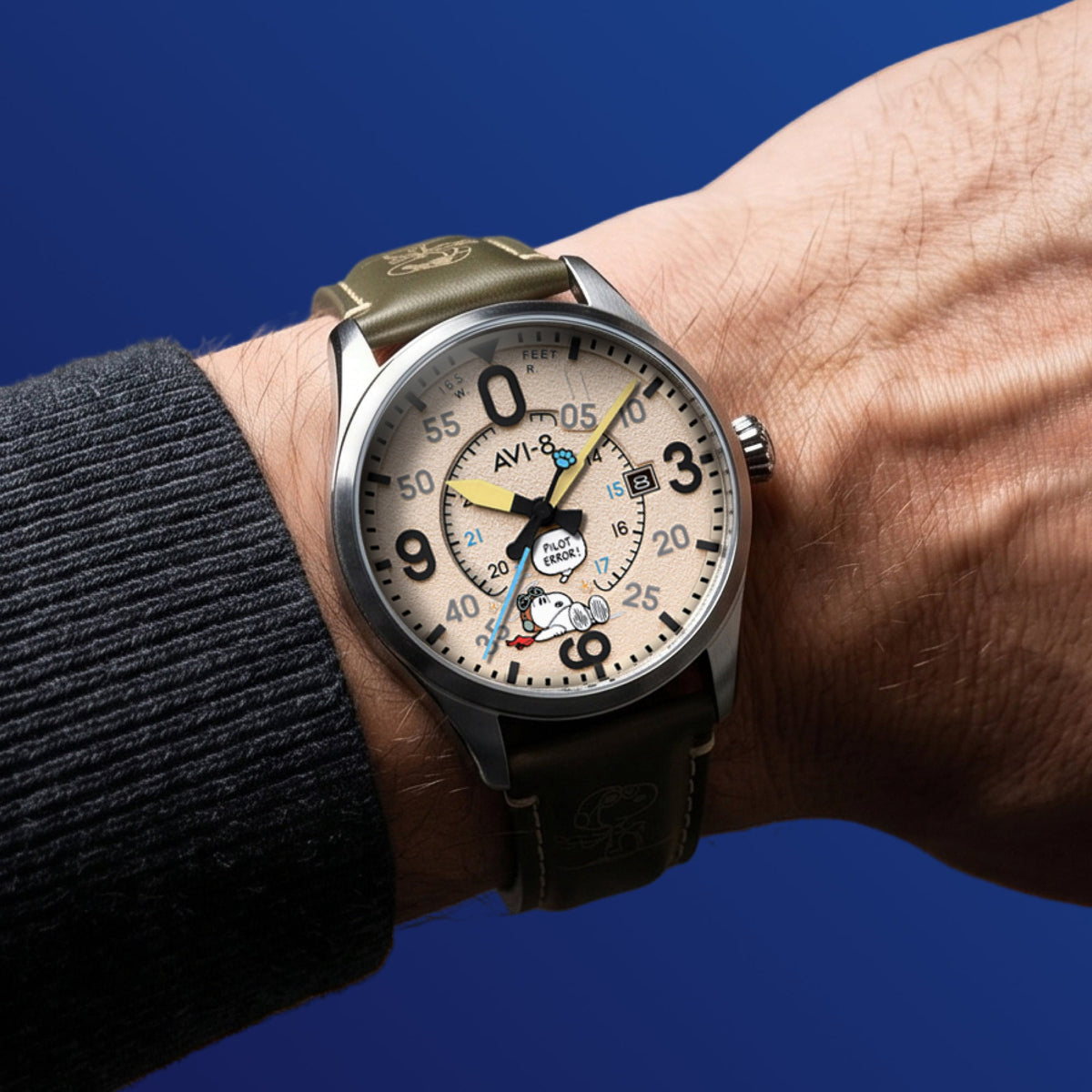 AVI-8 AVI-8 Smith Automatic Snoopy Peanuts Flying Ace Pilot Error Limited Edition Deserted Decision Men's Watch AV-4152-04