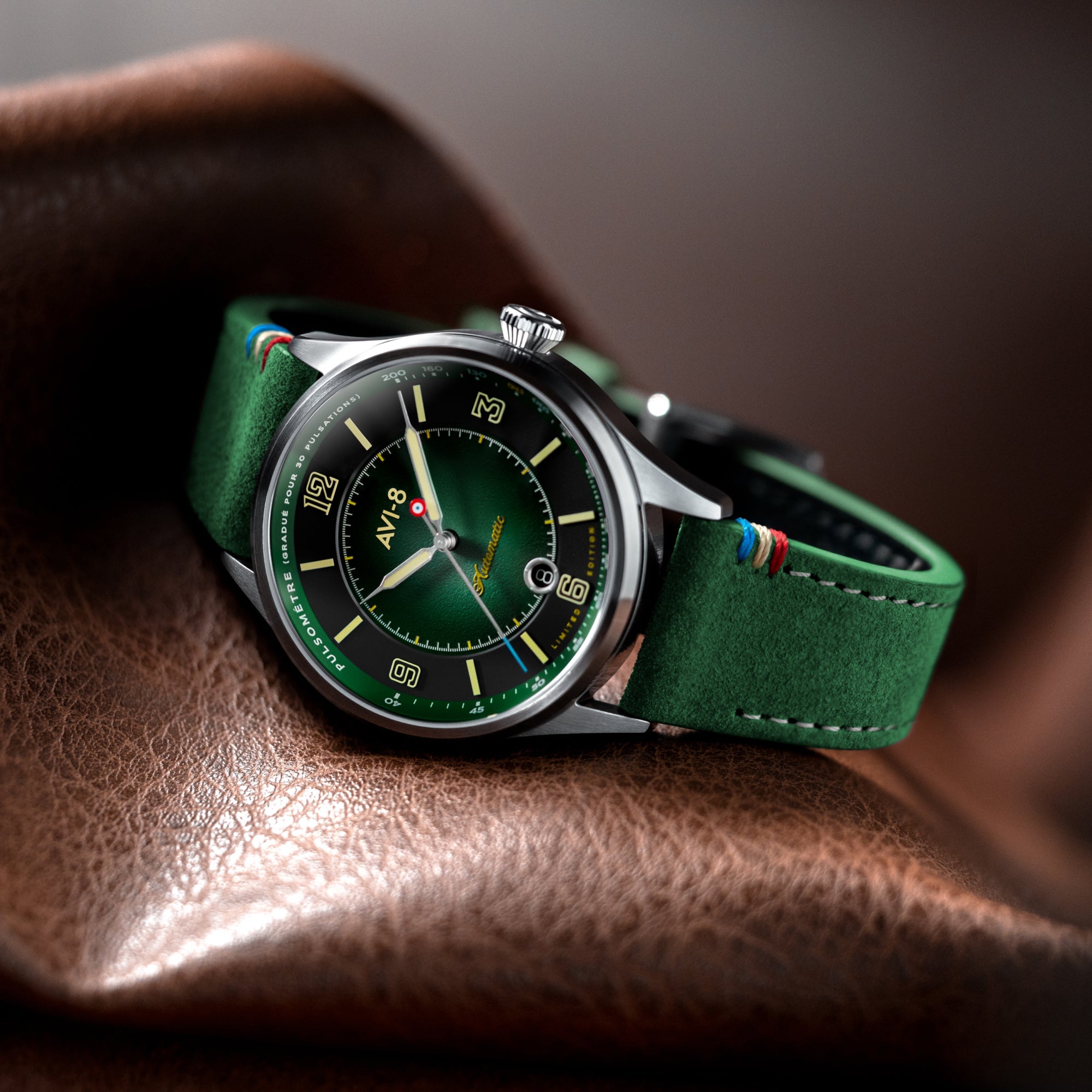 AVI-8 Flyboy Lafayette Automatic 110th Anniversary Limited Edition Mossy Hue Men's Watch AV-4153-01