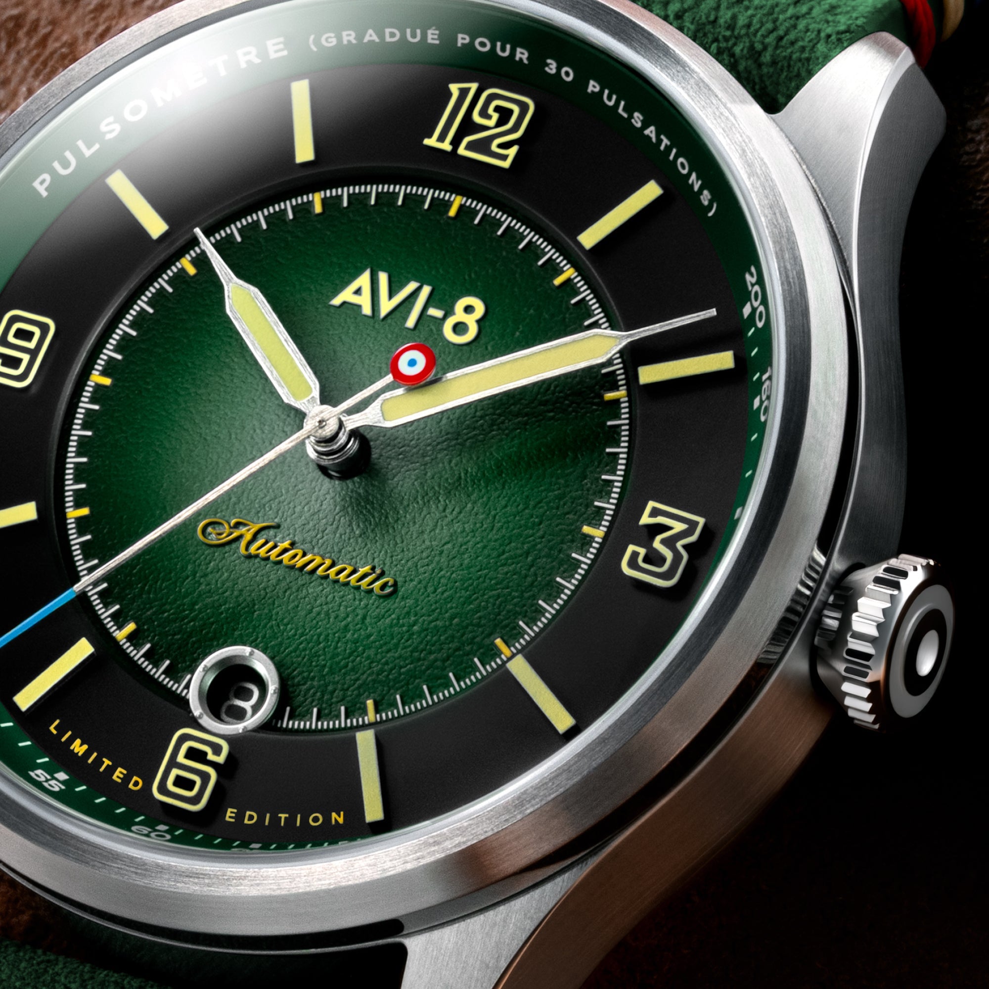 AVI-8 Flyboy Lafayette Automatic 110th Anniversary Limited Edition Mossy Hue Men's Watch AV-4153-01