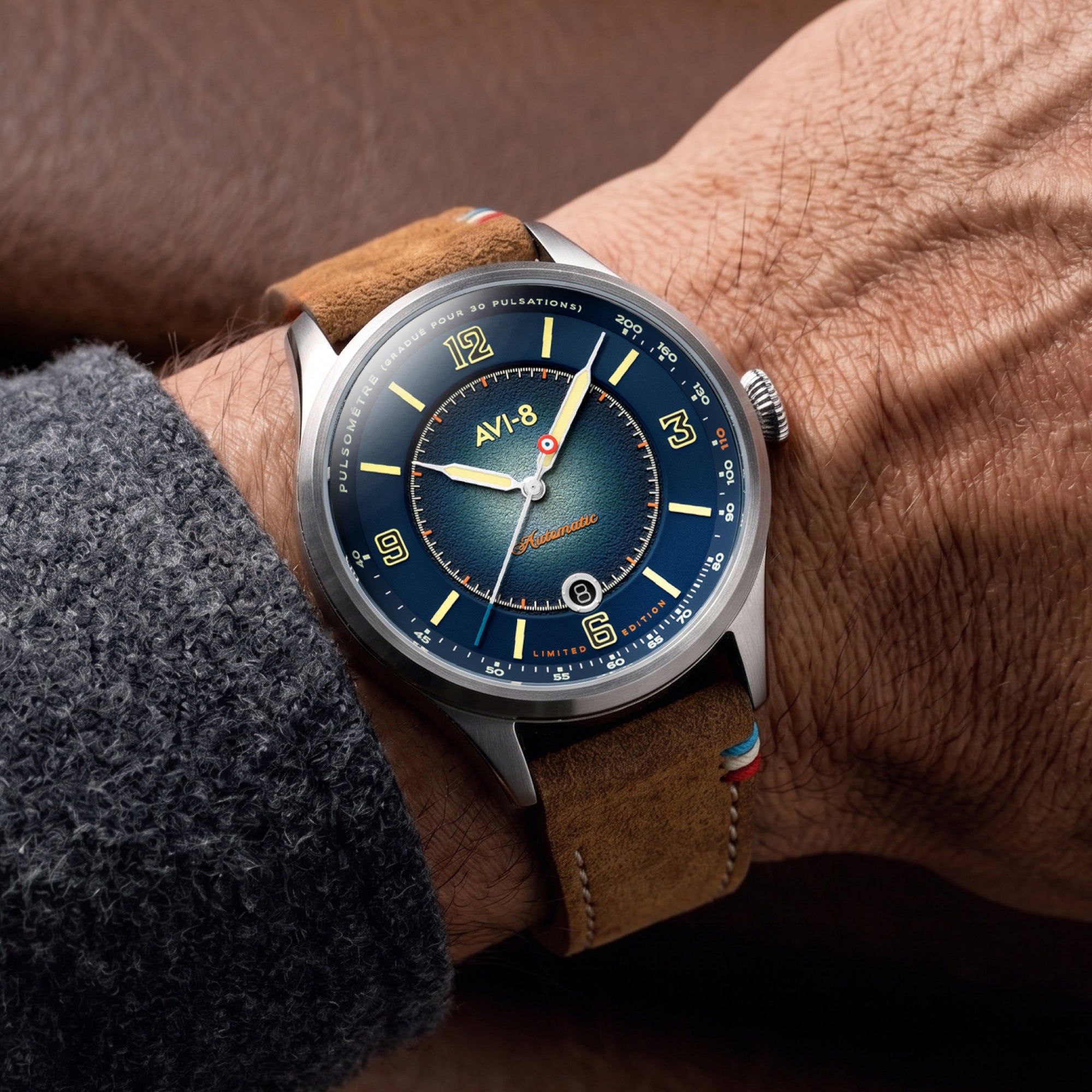 AVI-8 Flyboy Lafayette Automatic 110th Anniversary Limited Edition Blue Horizon Men's Watch AV-4153-02