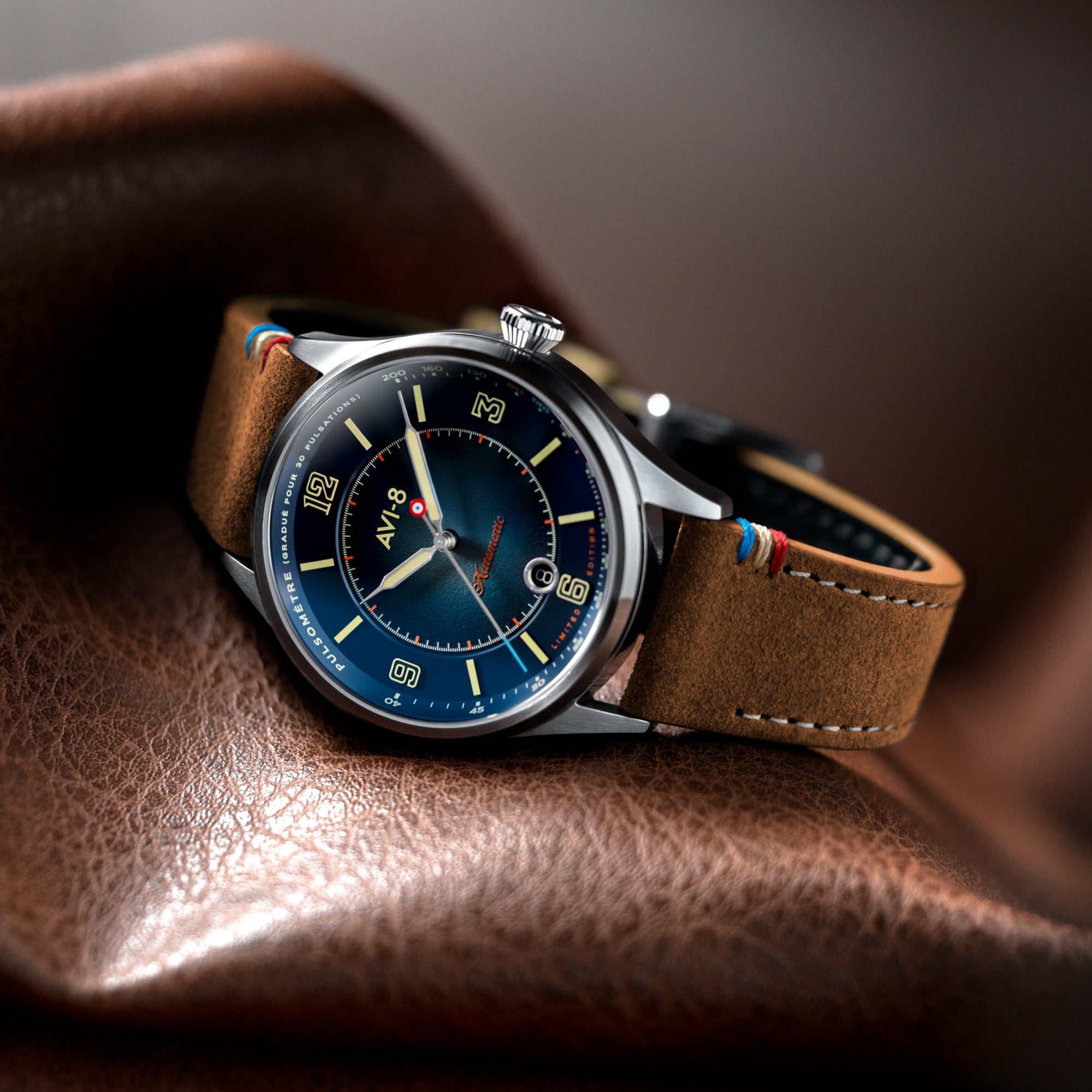 AVI-8 Flyboy Lafayette Automatic 110th Anniversary Limited Edition Blue Horizon Men's Watch AV-4153-02