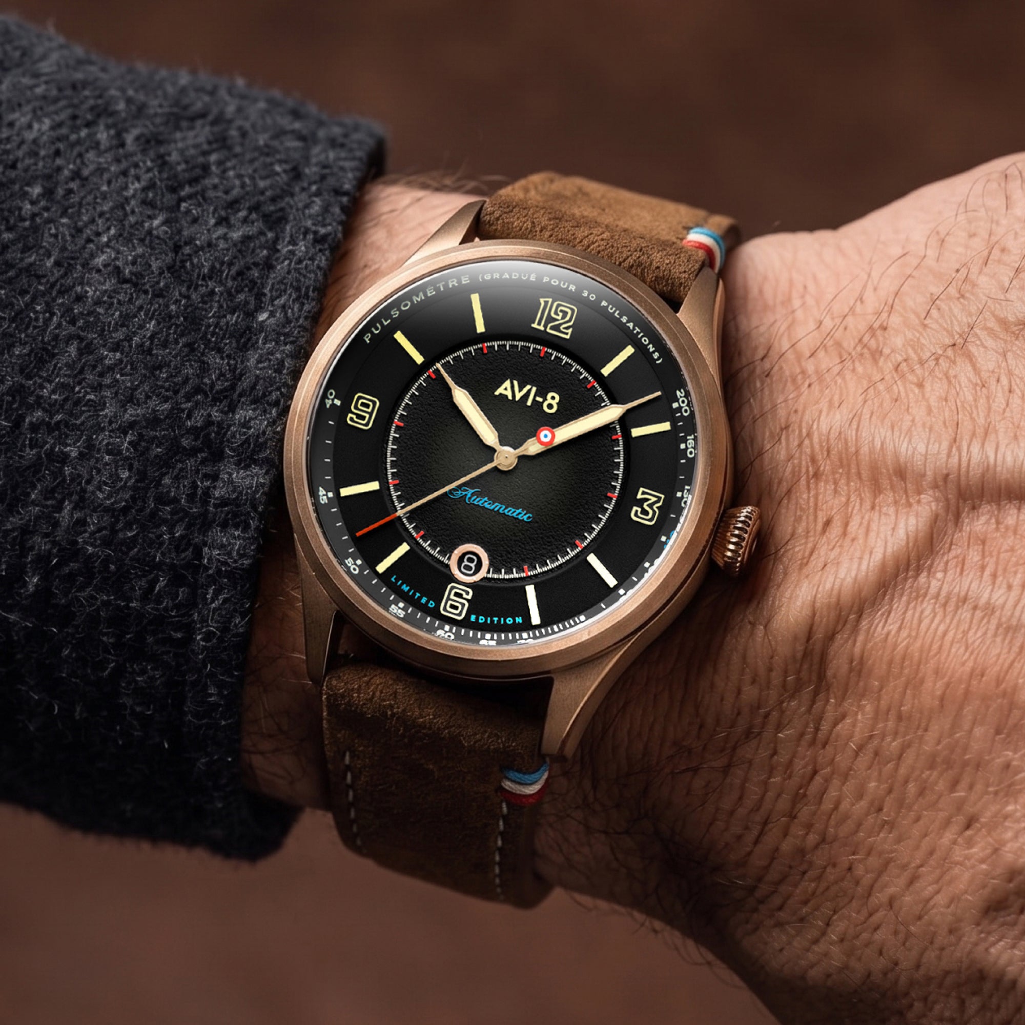 AVI-8 Flyboy Lafayette Automatic 110th Anniversary Limited Edition Tarmac Night Men's Watch AV-4153-04
