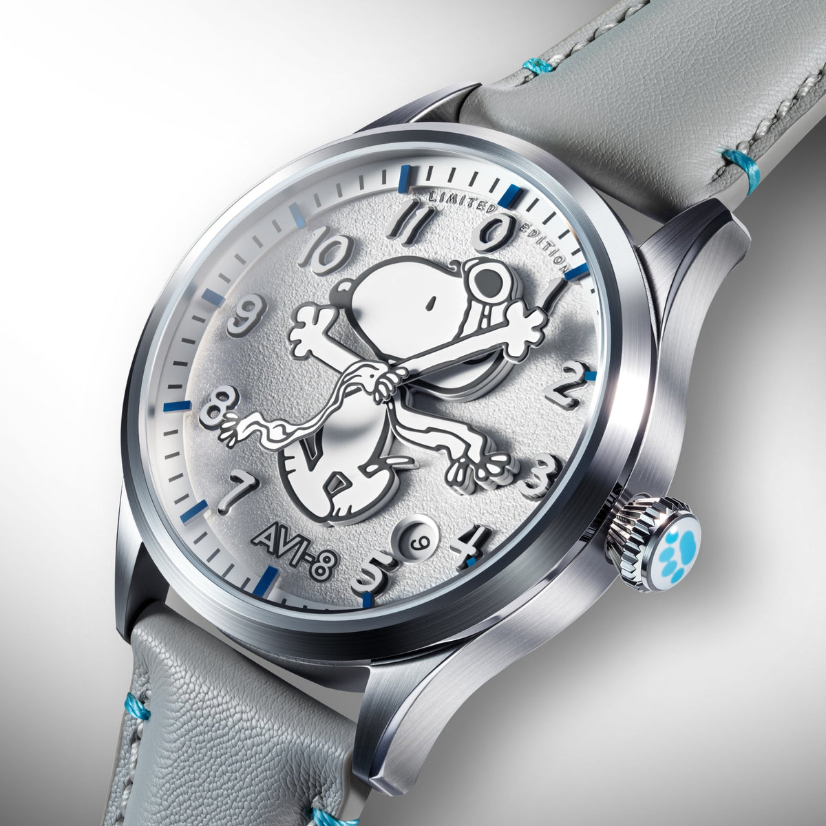 AVI-8 AVI-8 Flyboy Engineer Automatic Peanuts Snoopy Flying Ace Monotone Limited Edition Cloud Cover Men's Watch AV-4156-01