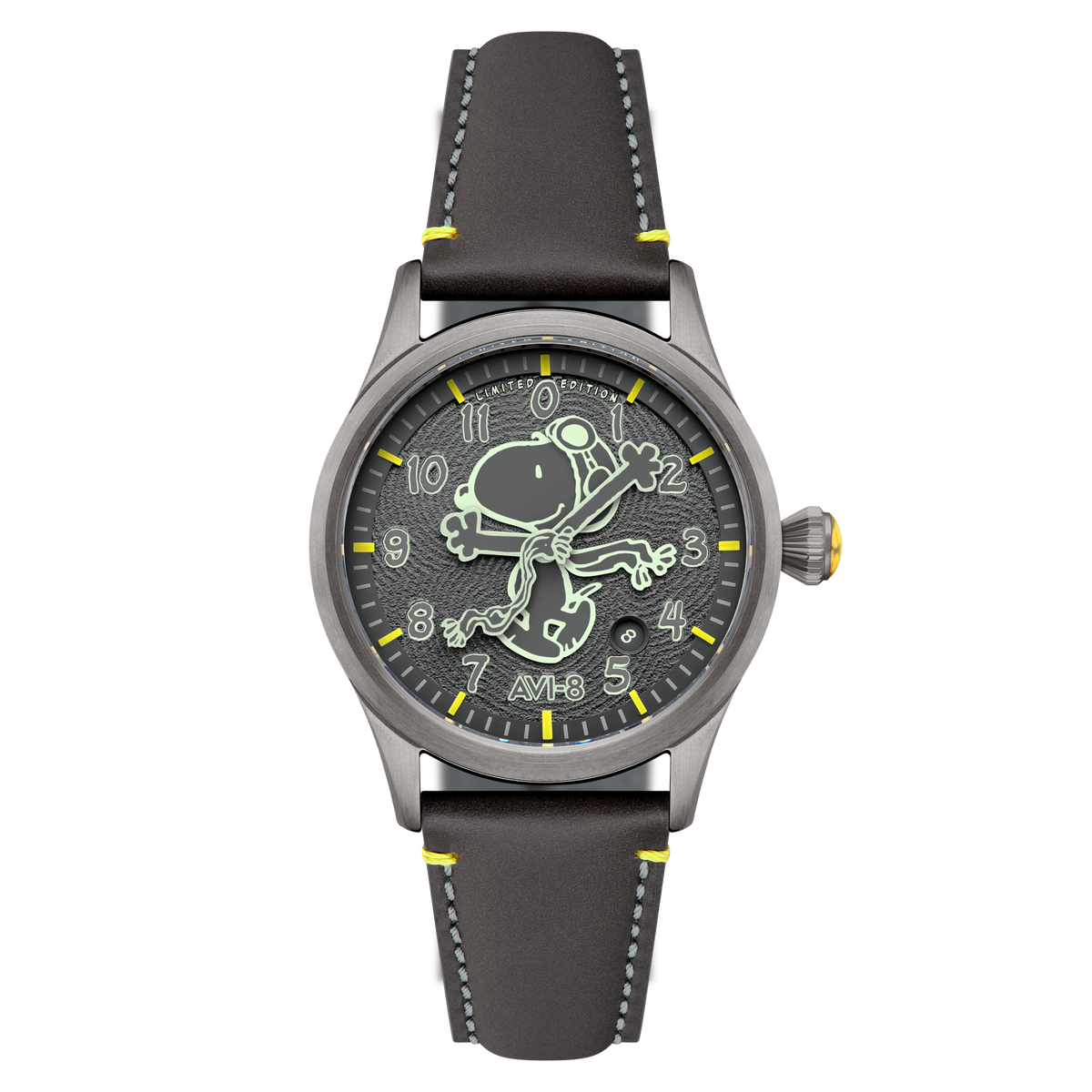 AVI-8 AVI-8 Flyboy Engineer Automatic Peanuts Snoopy Flying Ace Monotone Limited Edition Grey Glider Men's Watch AV-4156-03