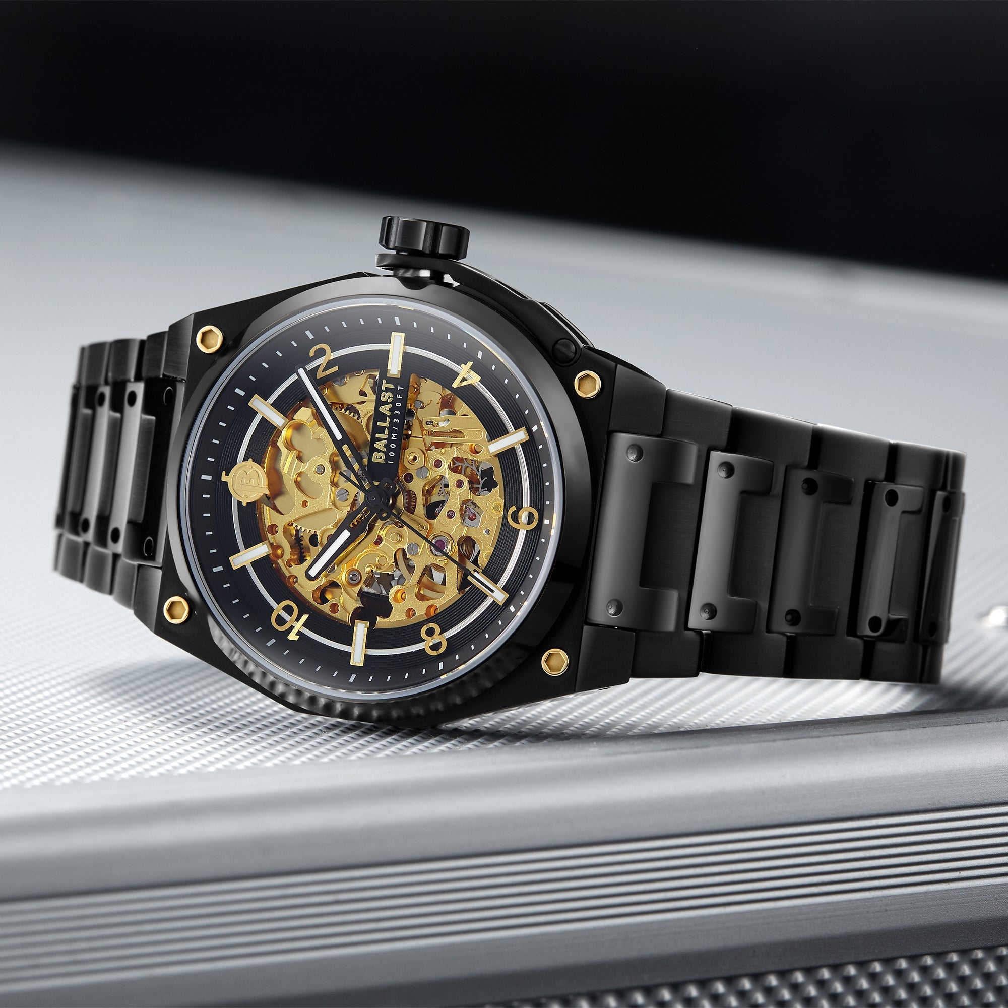 BALLAST Ballast Valiant Officer Men's Caviar Black Japanese Automatic Watch BL-3144-22 (Damaged Packaging)