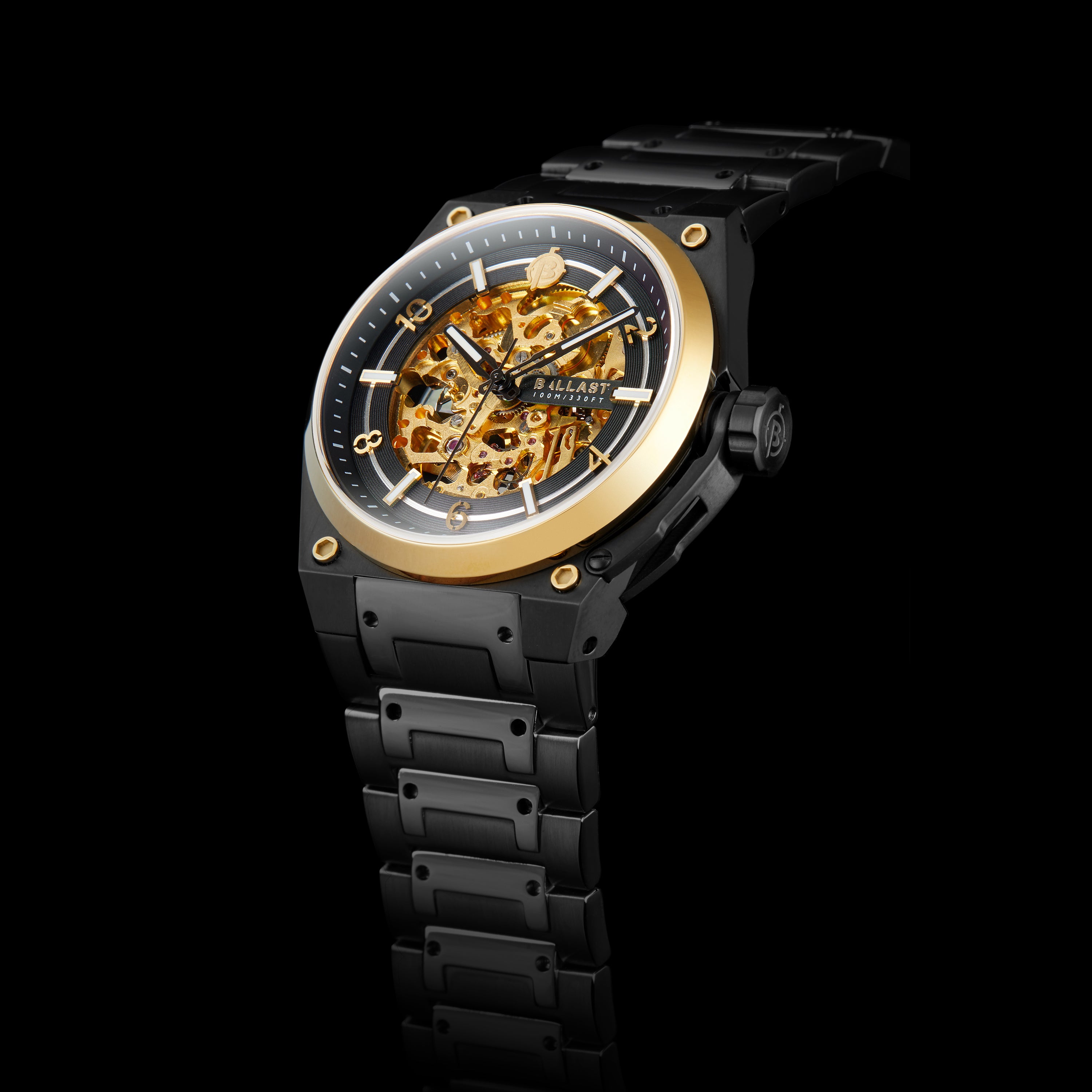 BALLAST Ballast Valiant Officer Men's Caviar Black Japanese Automatic Watch BL-3144-22