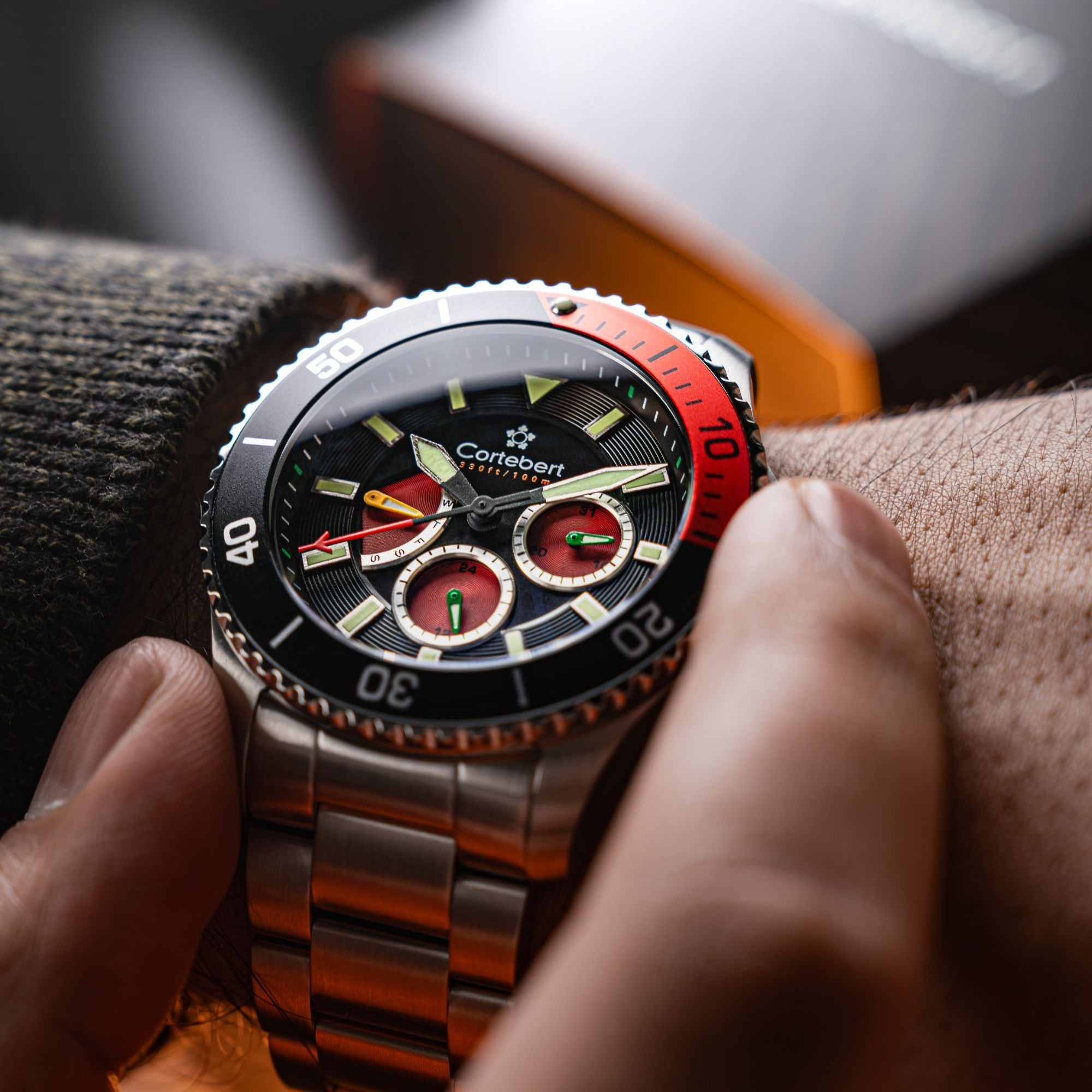 CORTEBERT Cortebert Toulon Multifunction Crimson Black Men's Watch CB-3017-11
