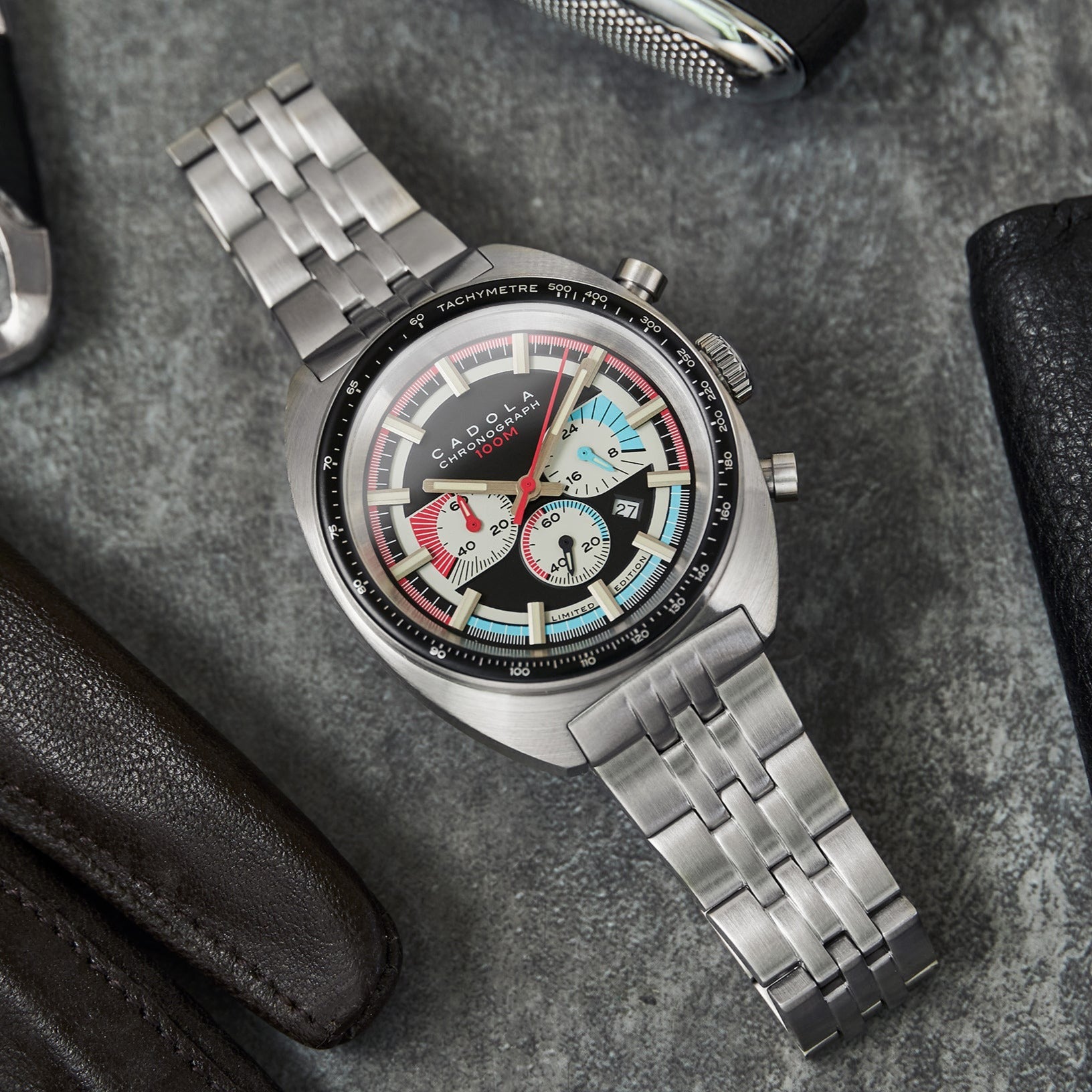 CADOLA Cadola 1977 Chronograph Limited Edition Men's Japanese Quartz Classic Black Watch CD-1023-11