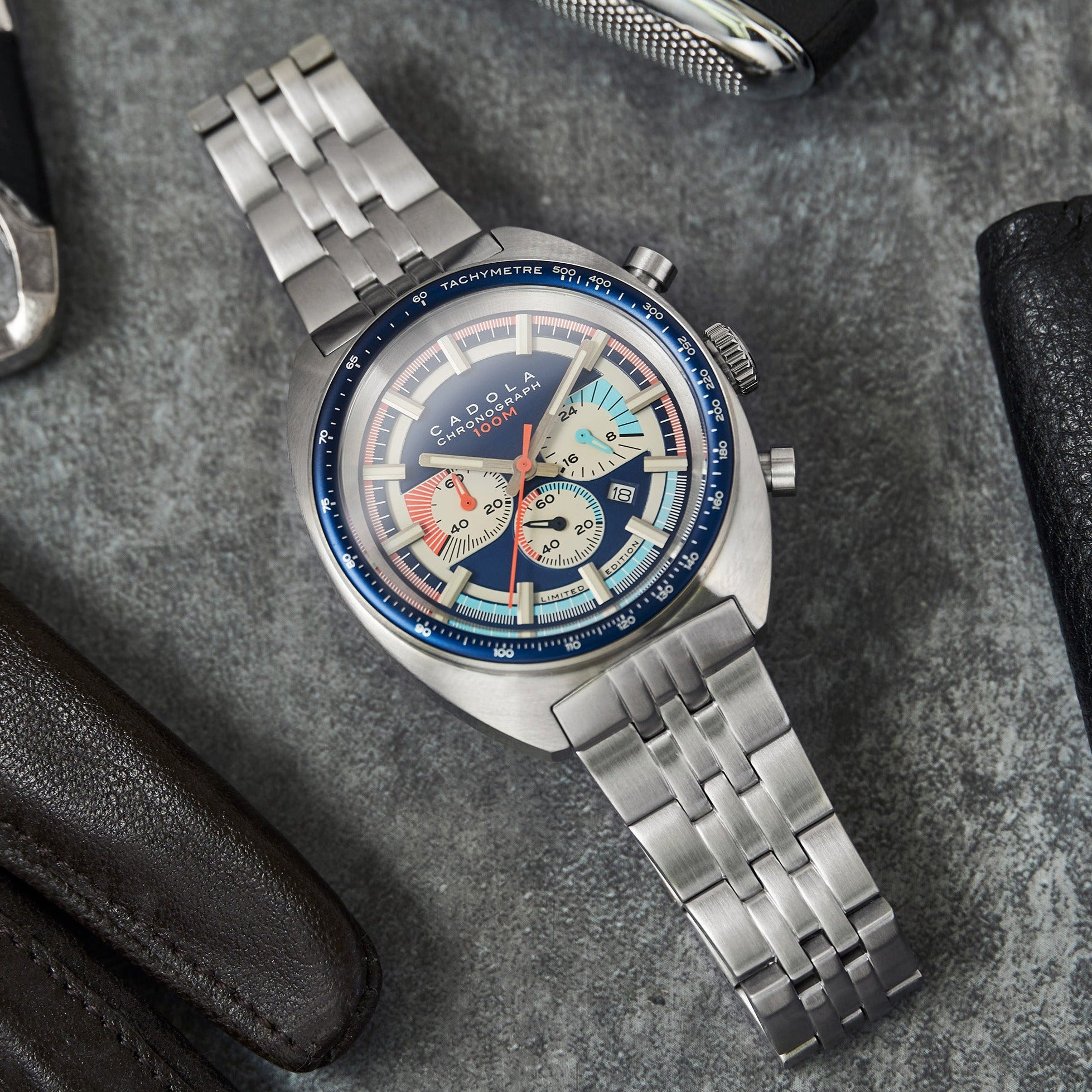 CADOLA Cadola 1977 Chronograph Limited Edition Men's Japanese Quartz Deep Blue Watch CD-1023-22