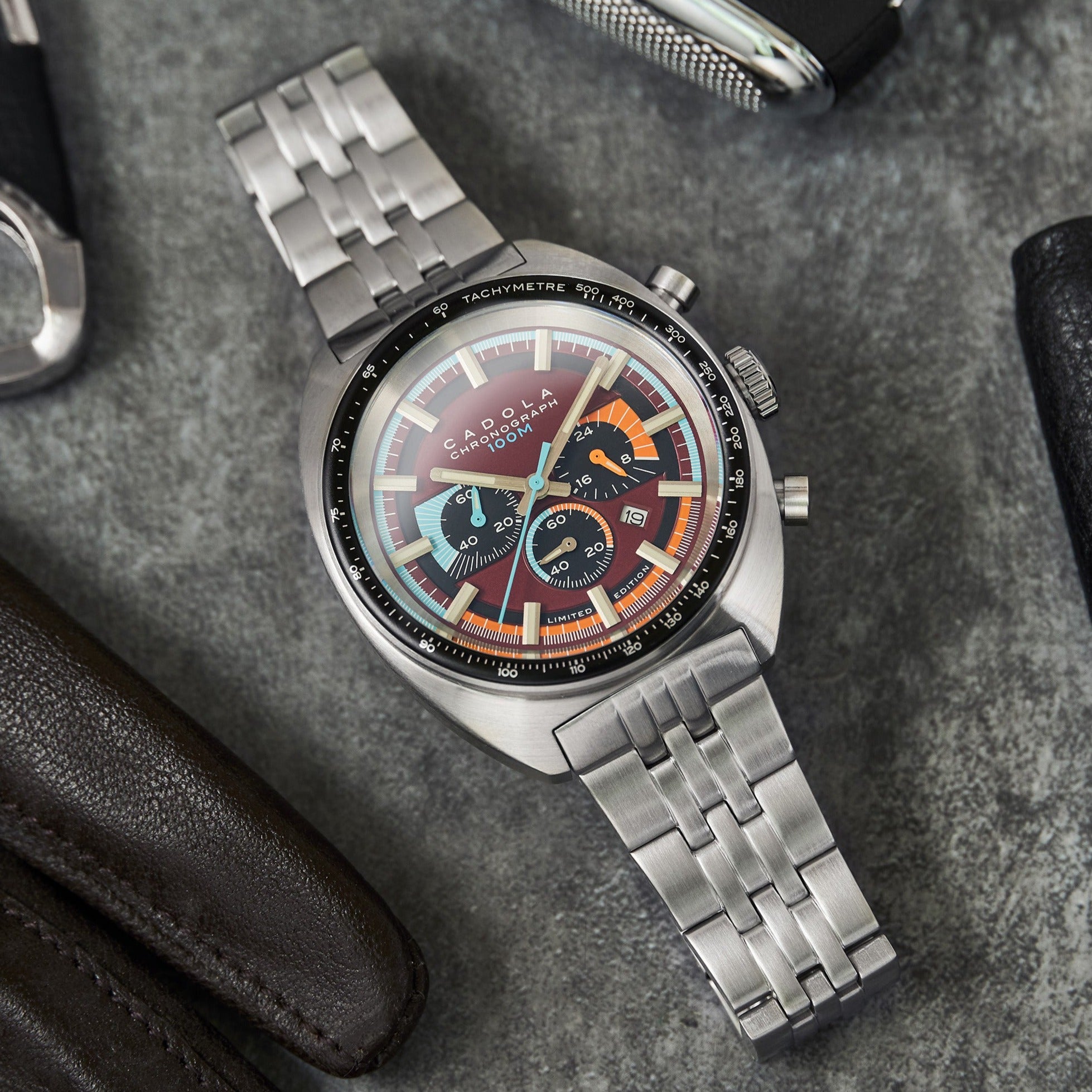 CADOLA Cadola 1977 Chronograph Limited Edition Men's Japanese Quartz Malbec Watch CD-1023-55