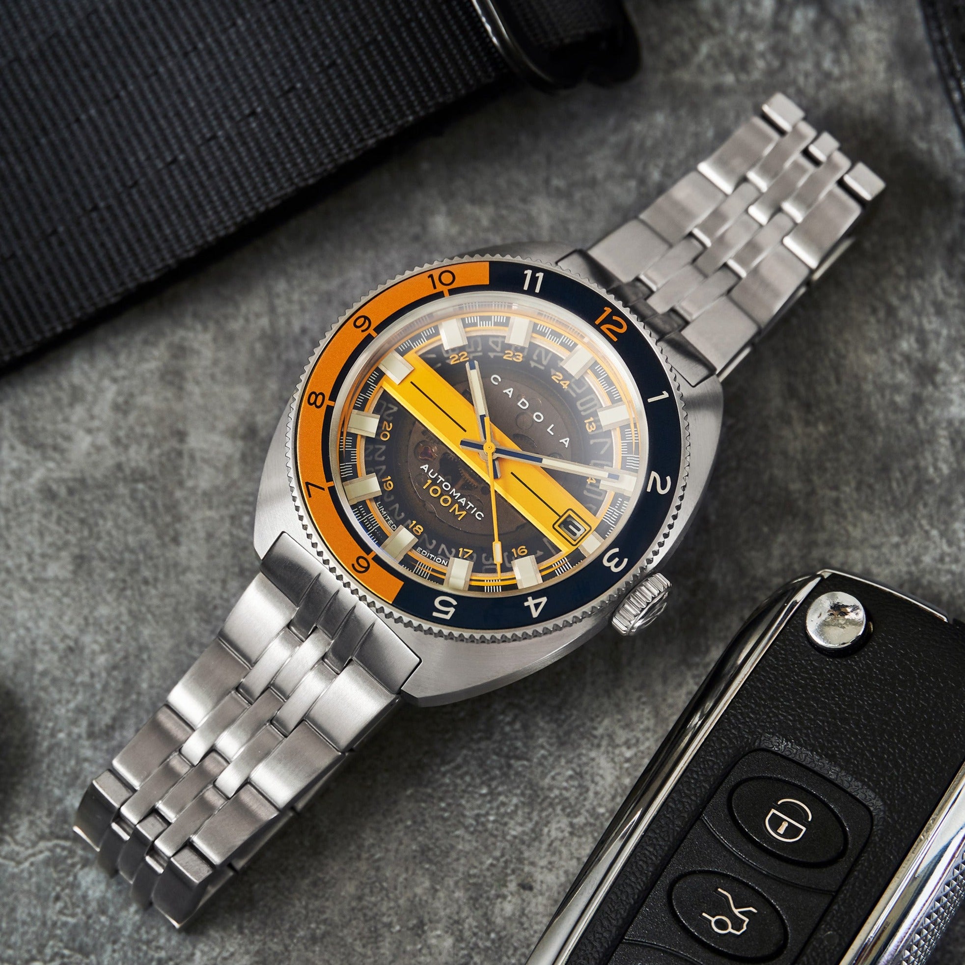 CADOLA Cadola 1977 Automatic Limited Edition Men's Automatic Skeleton Pennant Blue Watch CD-1024-22