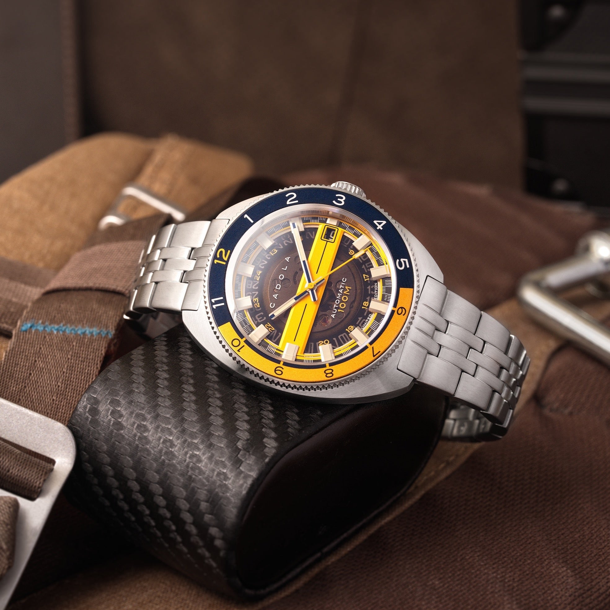 CADOLA Cadola 1977 Automatic Limited Edition Men's Automatic Skeleton Pennant Blue Watch CD-1024-22