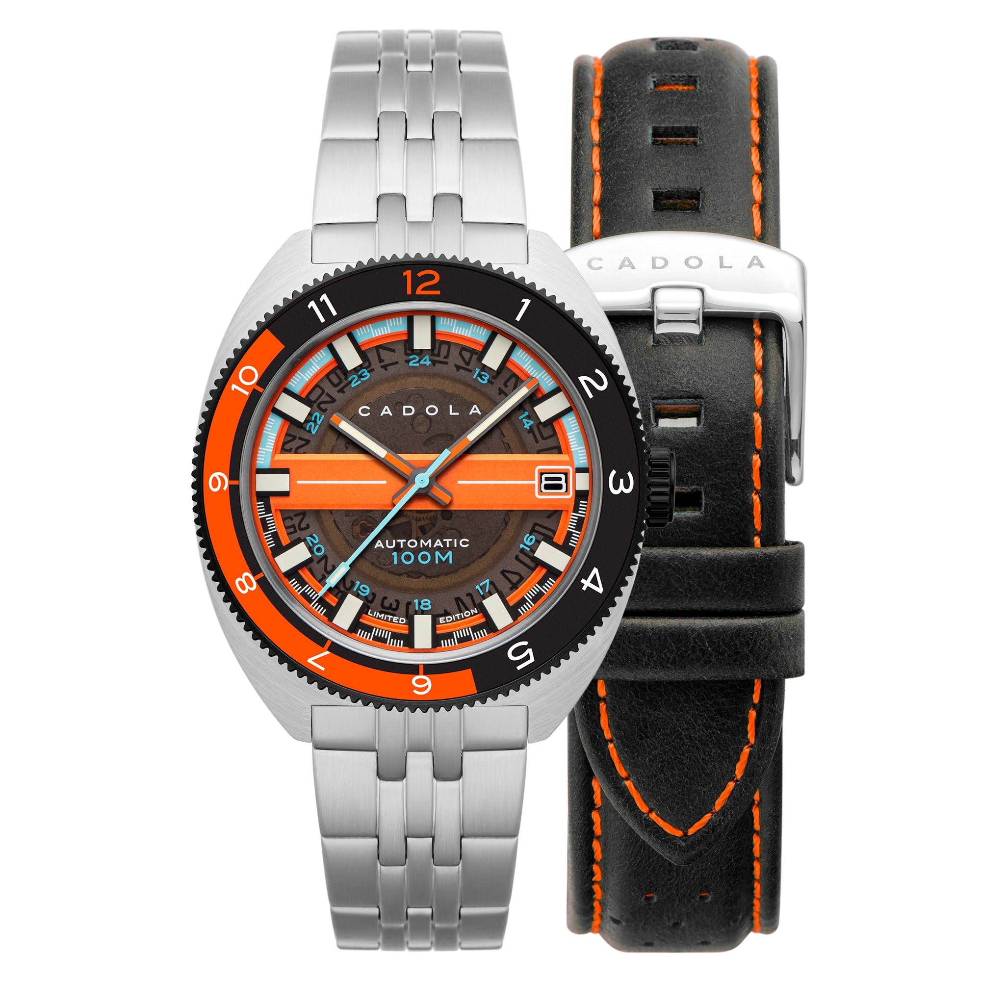 CADOLA Cadola 1977 Automatic Limited Edition Men's Automatic Skeleton Tangerine Watch CD-1024-66
