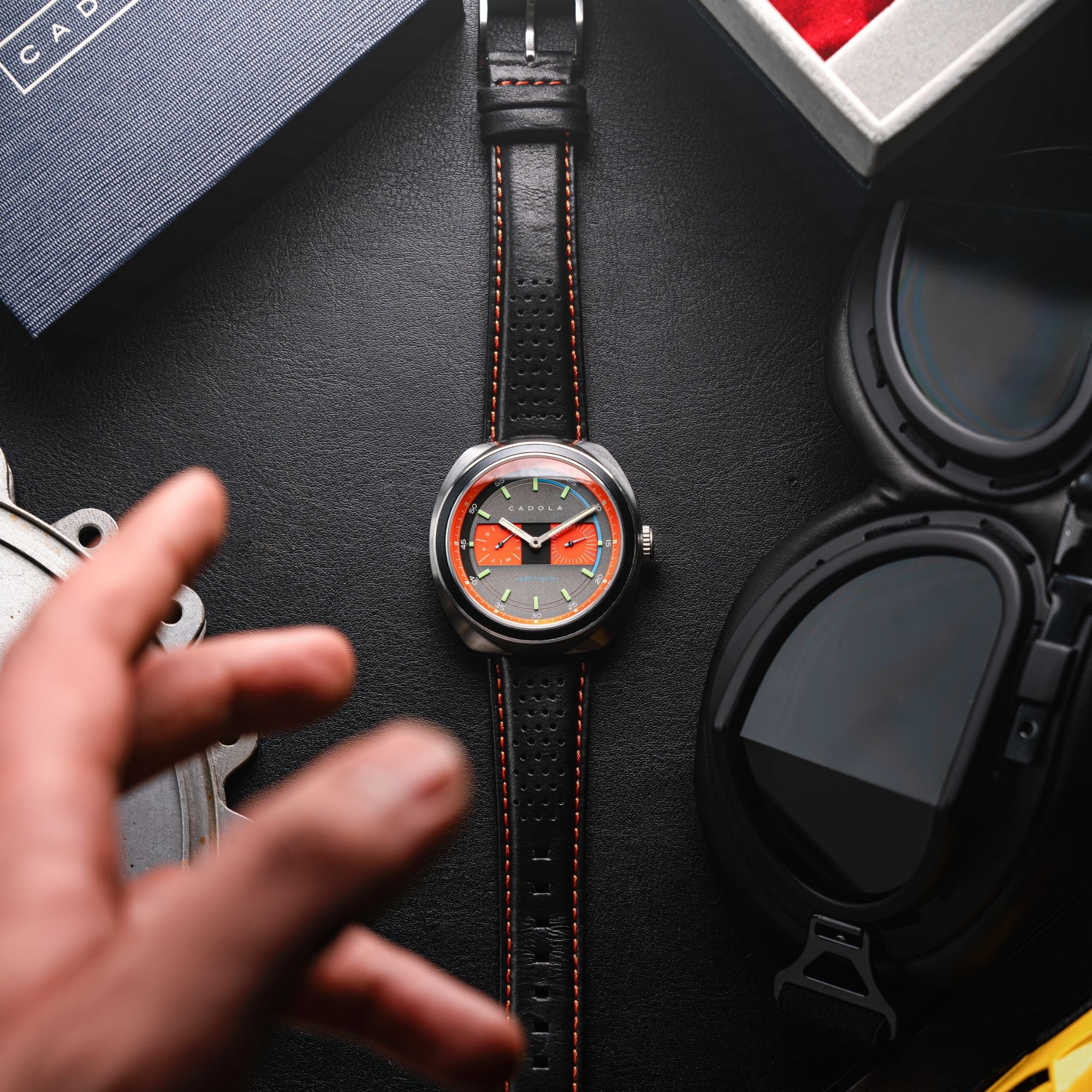 CADOLA Cadola Giulia Calendar Orange Grey Men's Watch CD-1043-01