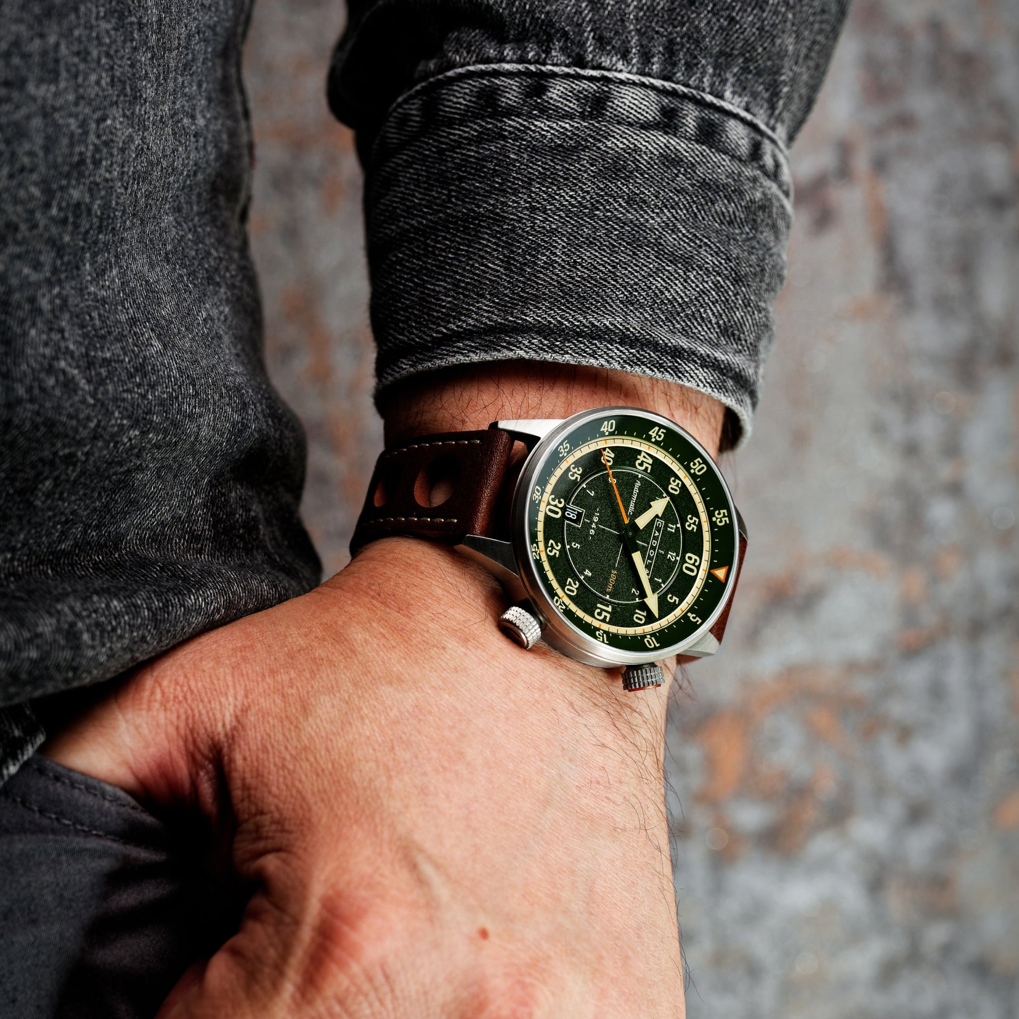 CADOLA Cadola Rally Timer Automatic Bottle Green Men's Watch CD-1059-04