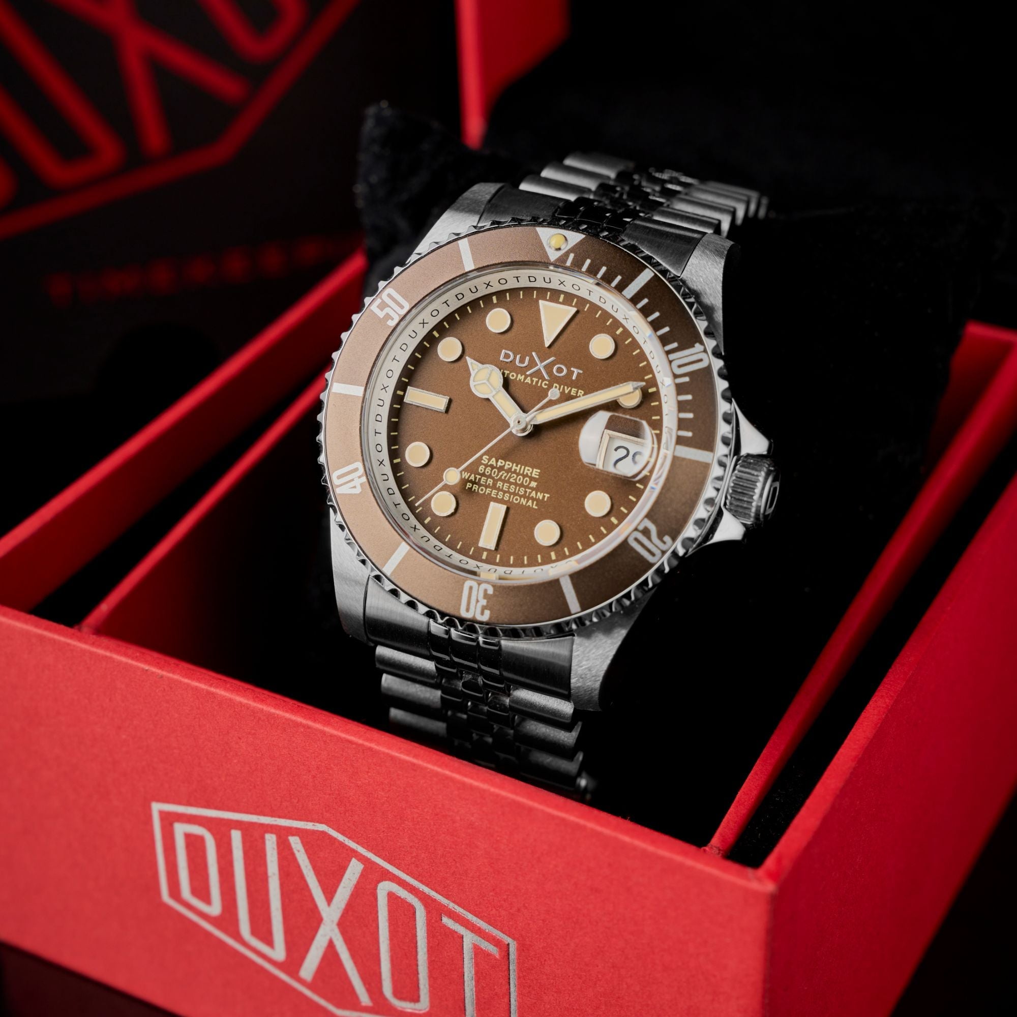 DUXOT Duxot Atlantica Diver Automatic Chestnut Brown Men's Watch DX-2057-CC