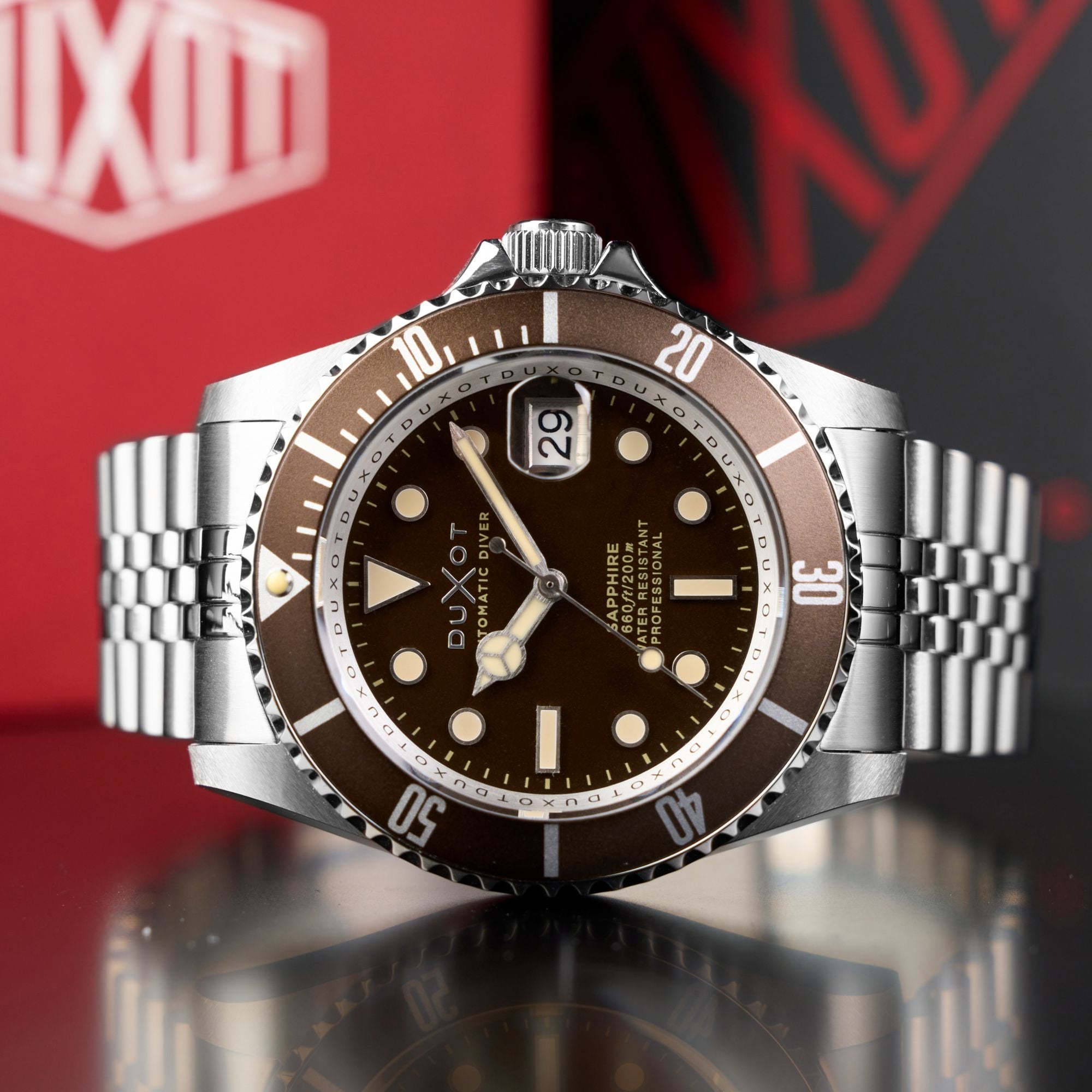 DUXOT Duxot Atlantica Diver Automatic Chestnut Brown Men's Watch DX-2057-CC
