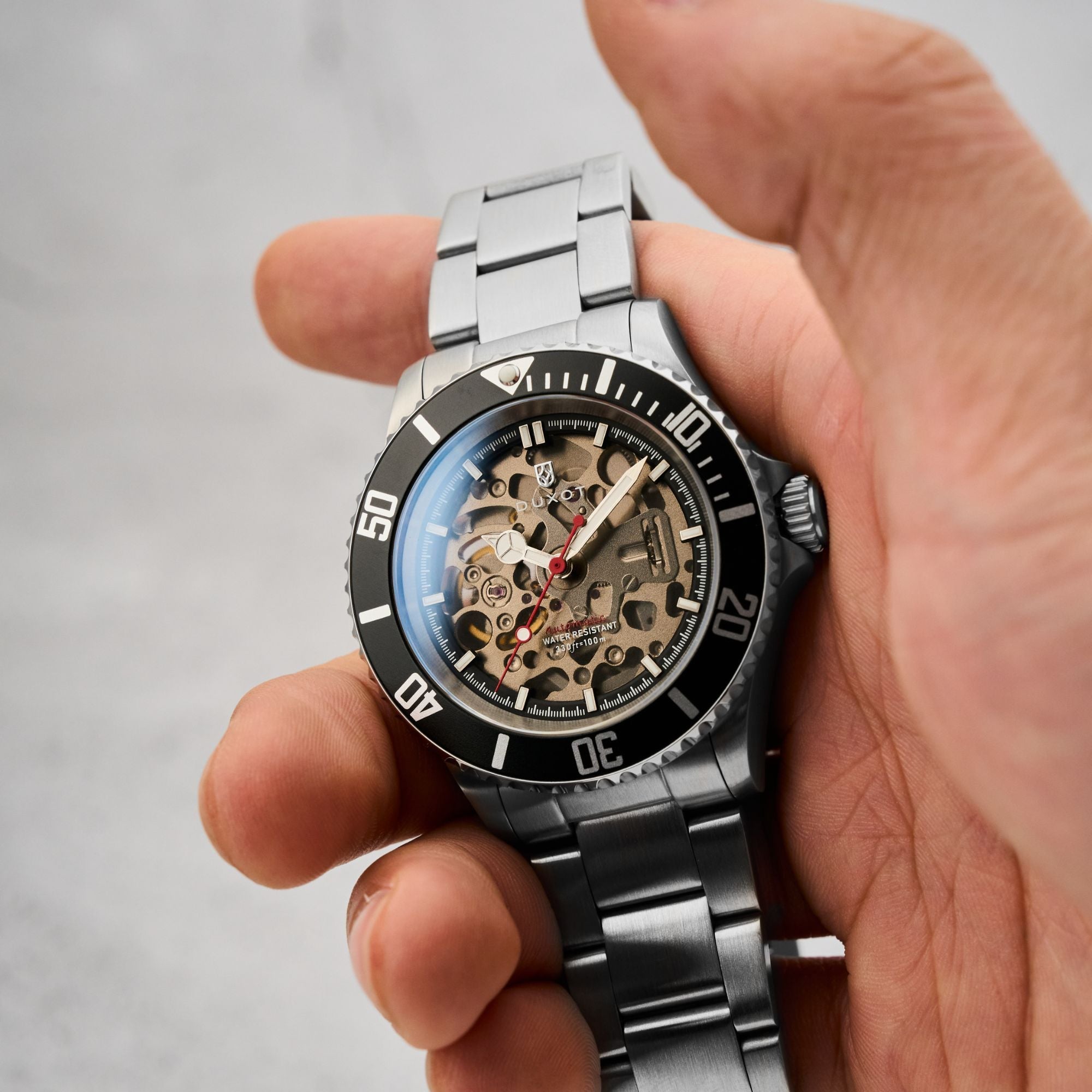 DUXOT Duxot Atlantica Skeleton Diver Automatic Black Steel Watch DX-2067-11