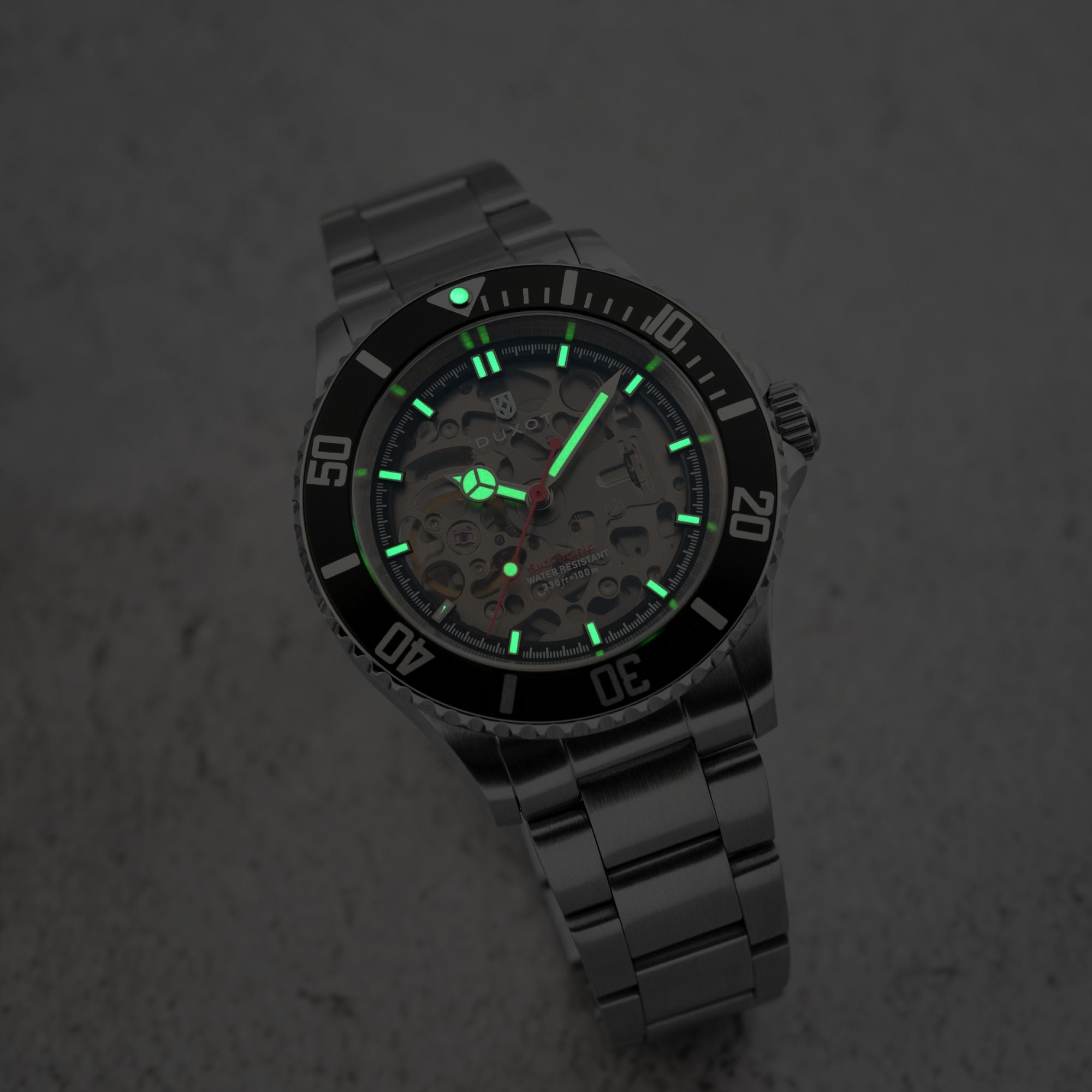 DUXOT Duxot Atlantica Skeleton Diver Automatic Black Steel Watch DX-2067-11
