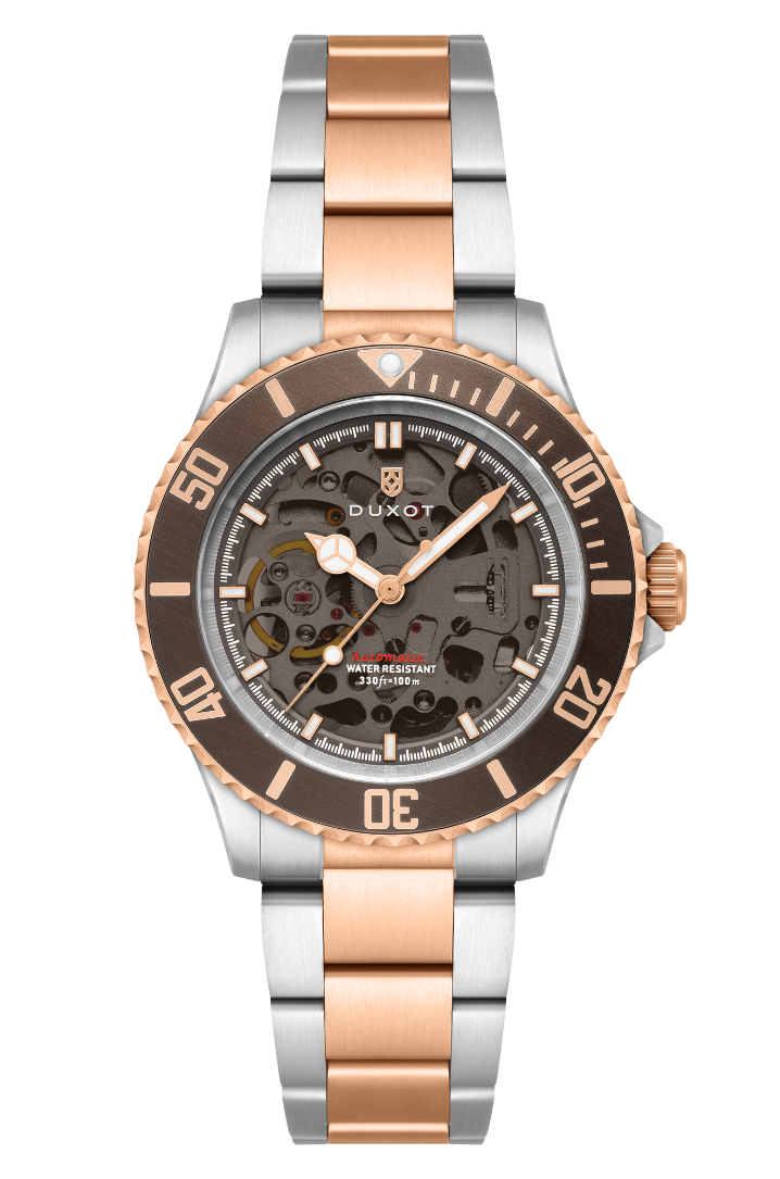 Duxot Atlantica Skeleton Diver Automatic Brown Stone Watch DX 2067 66
