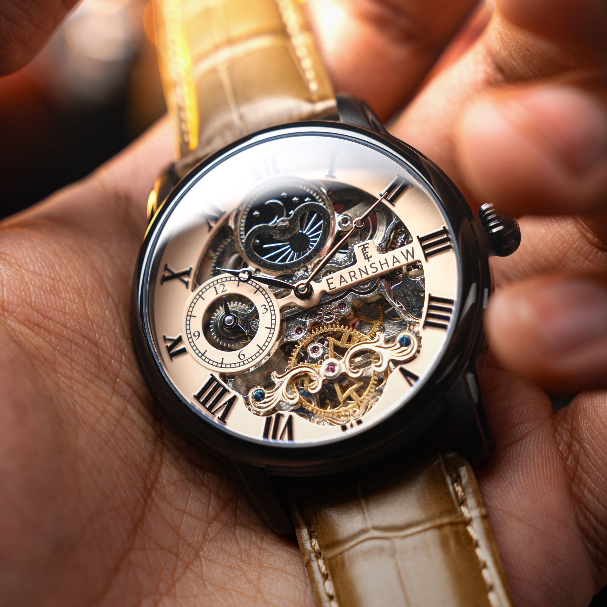 THOMAS EARNSHAW Thomas Earnshaw Longitude Automatic Skeleton Beige Black Men's Watch ES-8006-0G