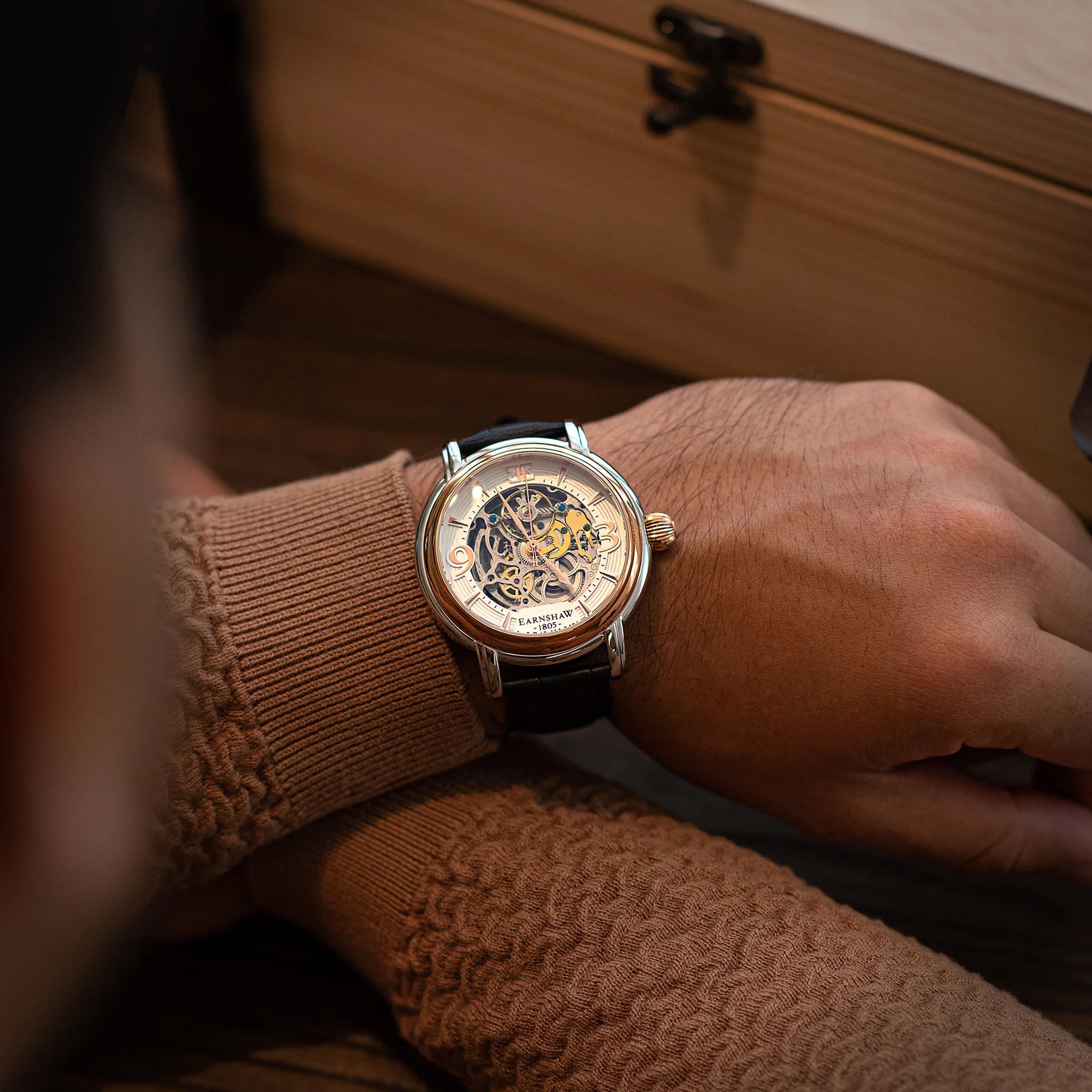 THOMAS EARNSHAW Thomas Earnshaw Longcase Men's Automatic Skeleton Warm Gold Watch ES-8011-06