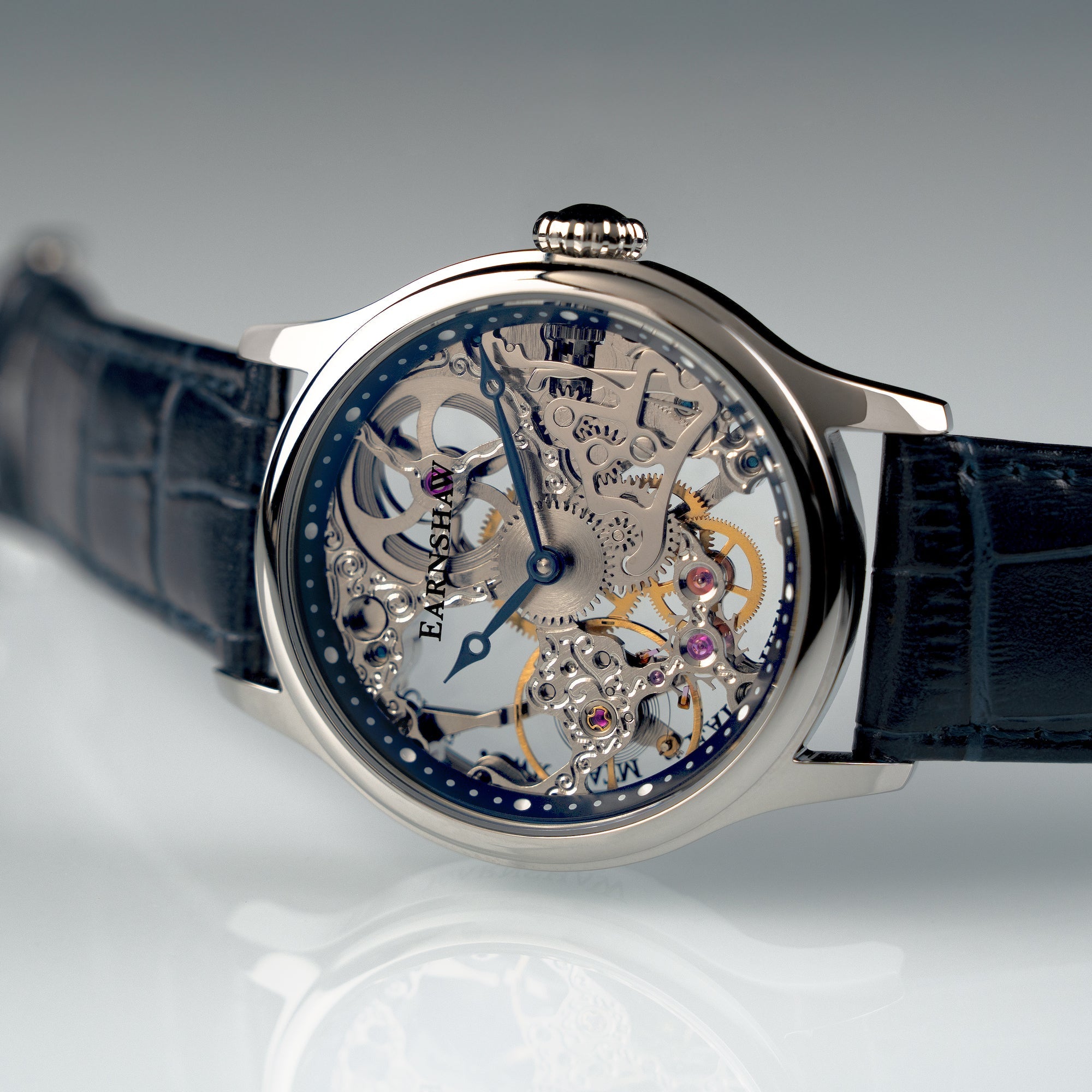 THOMAS EARNSHAW Thomas Earnshaw Bauer Mechanical Skeleton Clear Blue Men's Watch ES-8049-06