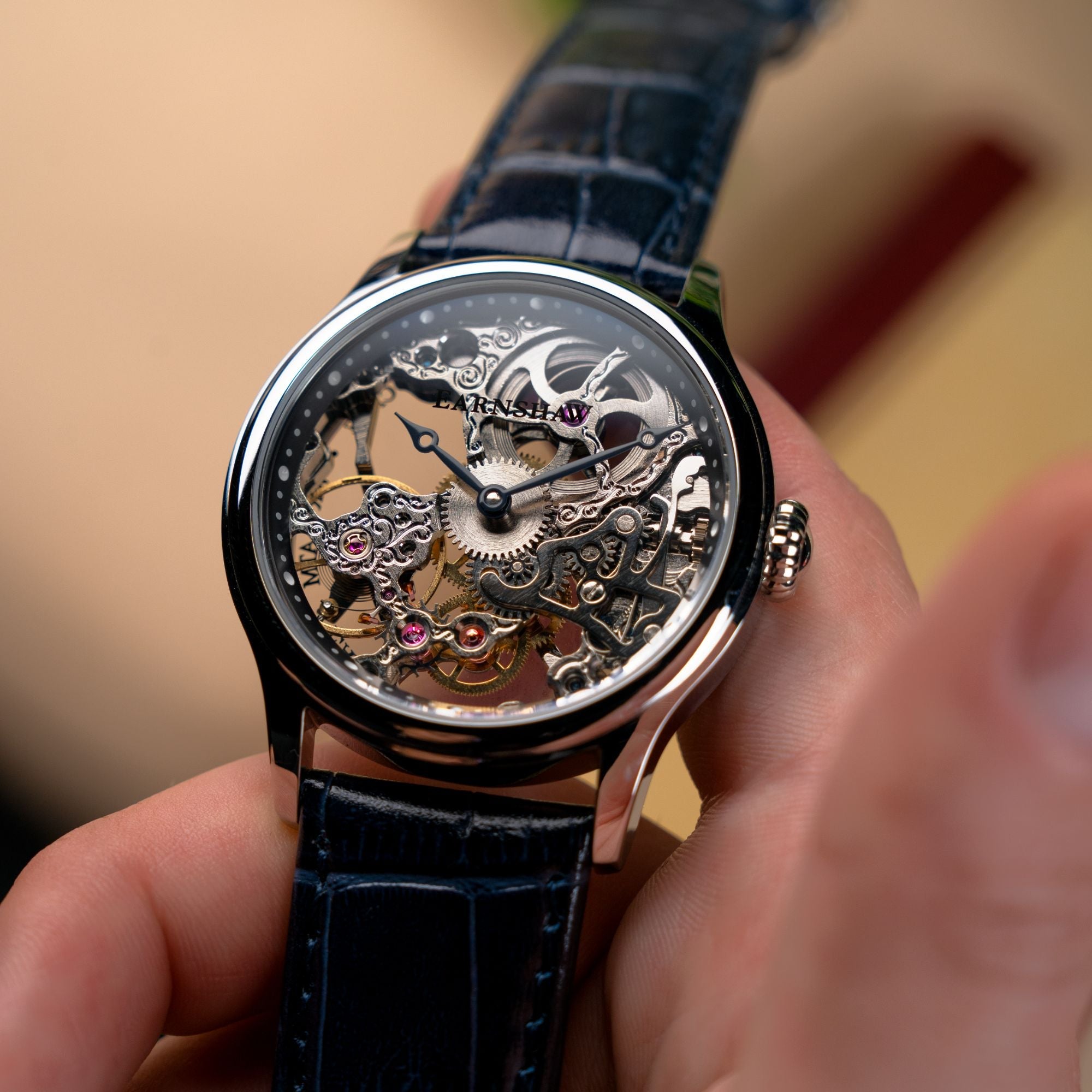 THOMAS EARNSHAW Thomas Earnshaw Bauer Mechanical Skeleton Clear Blue Men's Watch ES-8049-06