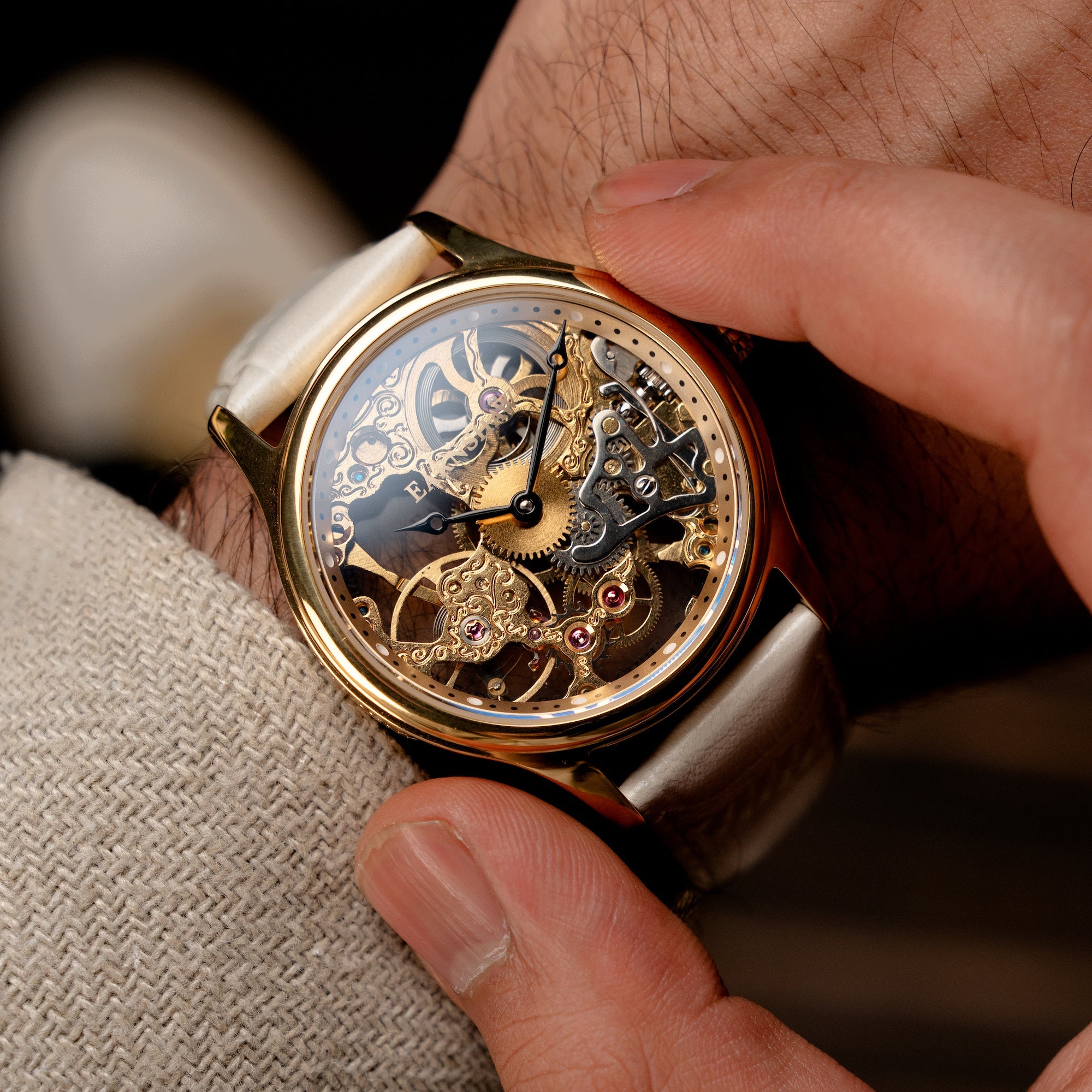 THOMAS EARNSHAW Thomas Earnshaw Bauer Mechanical Skeleton Sandy Gold Men's Watch ES-8049-07