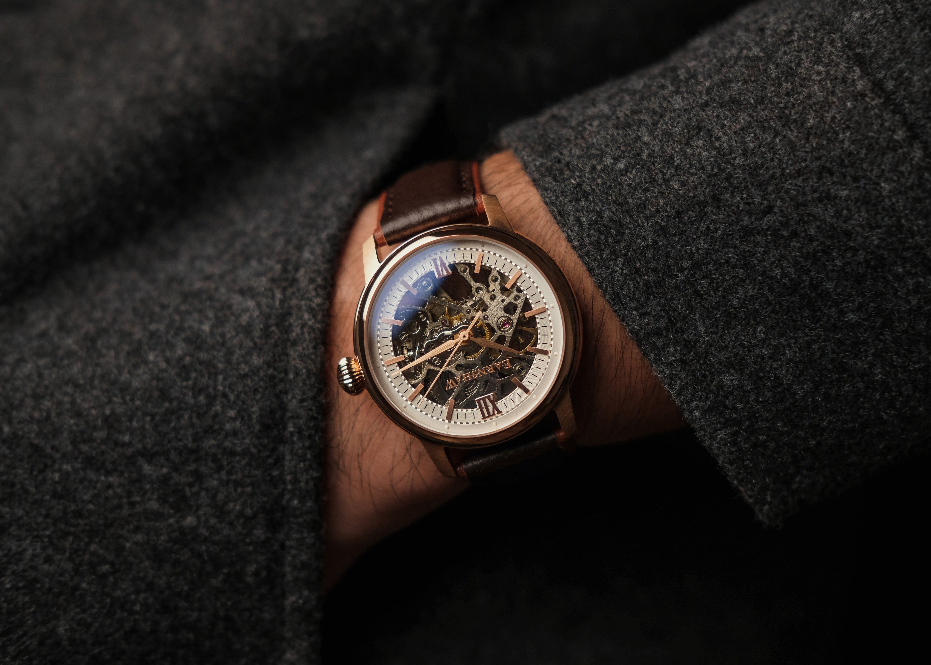 Thomas Earnshaw Thomas Earnshaw Cornwall Men's Automatic Skeleton Roman Rose Gold Watch ES-8110-04