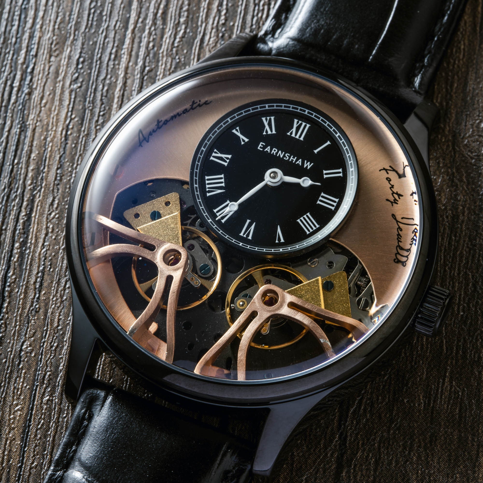 THOMAS EARNSHAW Thomas Earnshaw Faraday Double Barrel Automatic Midnight Rose Men's Watch ES-8179-0D