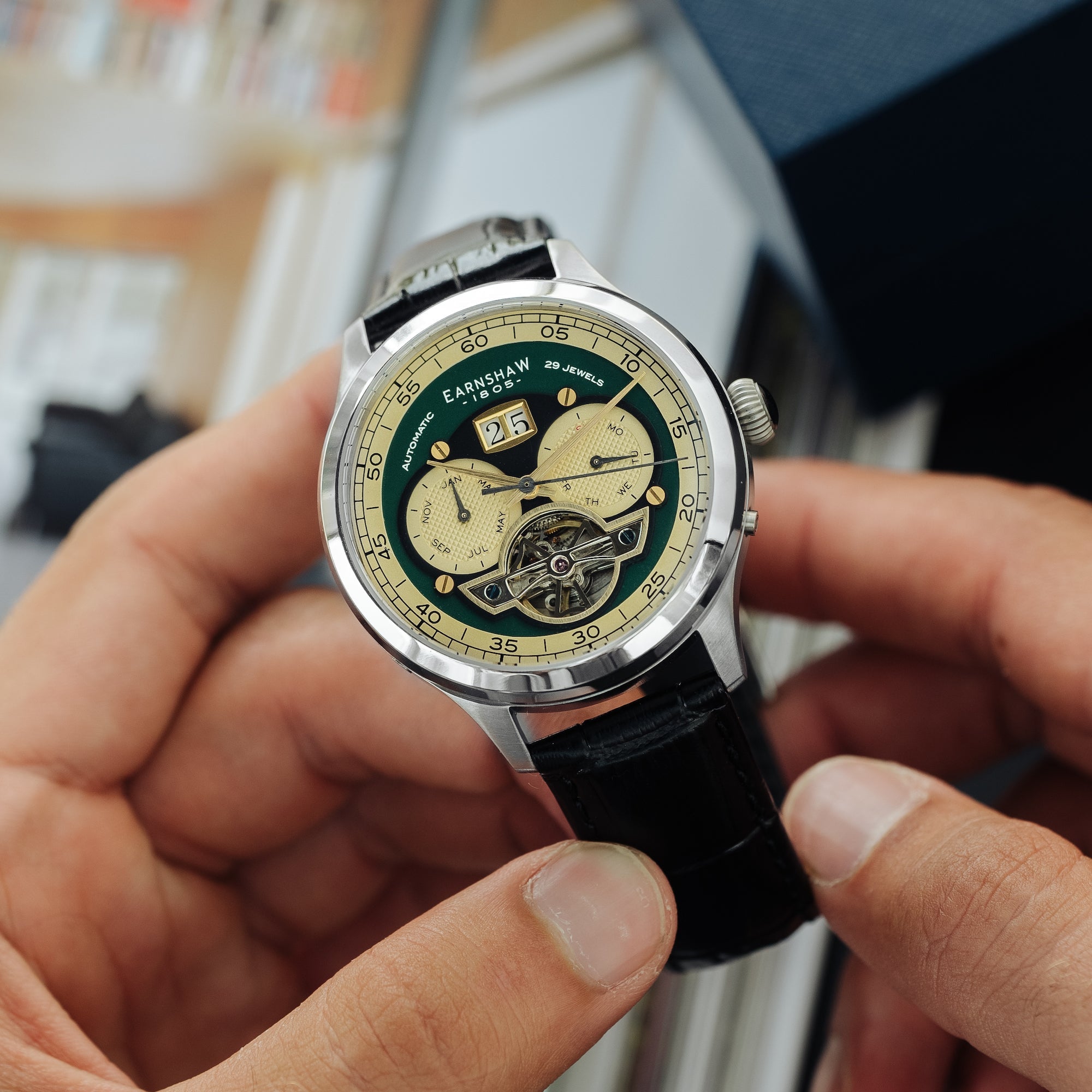 THOMAS EARNSHAW Thomas Earnshaw Baron Forestry Green Automatic Men's Watch ES-8187-03