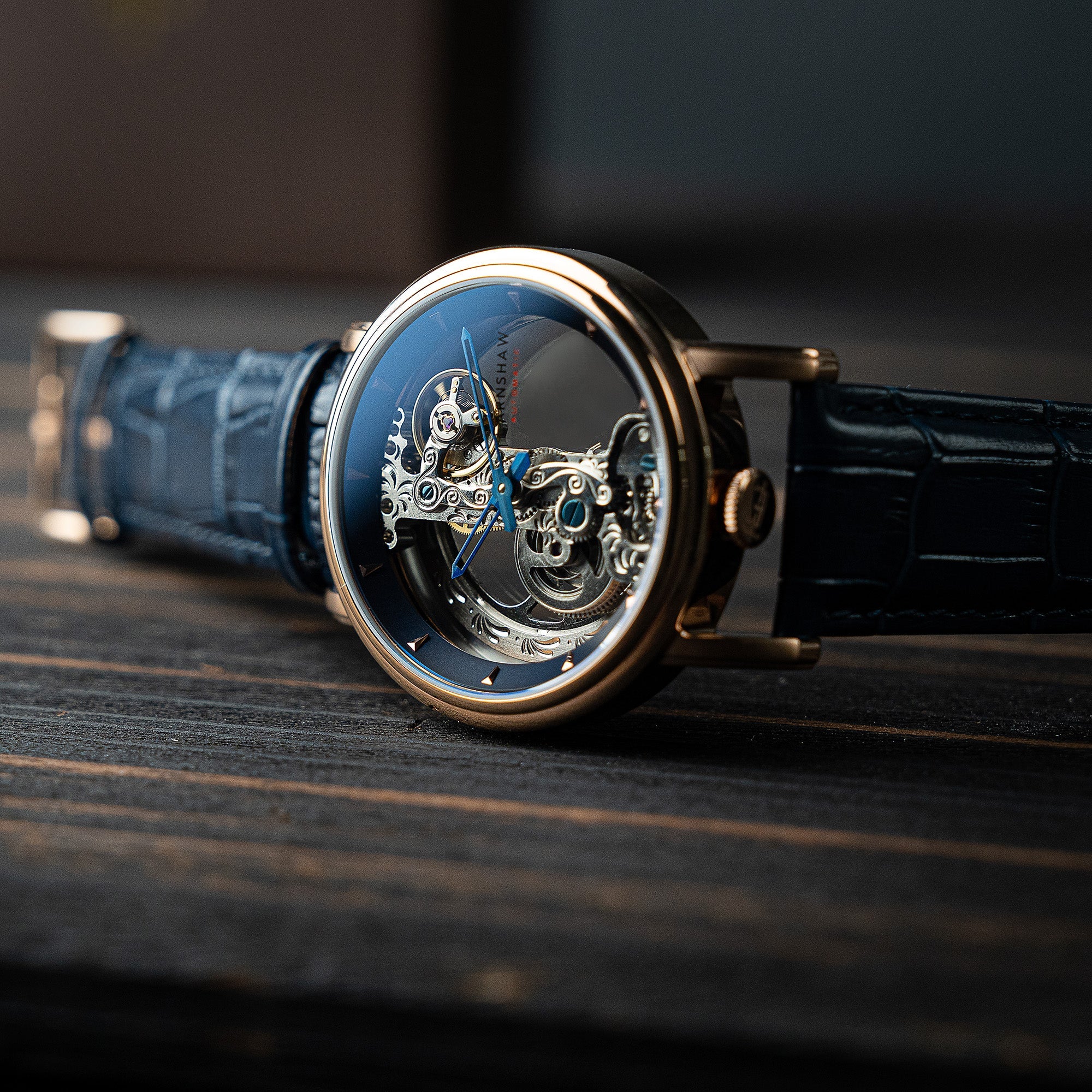THOMAS EARNSHAW Thomas Earnshaw Fowler Bridge Men's Skeleton Blue Rose Gold Watch ES-8225-06
