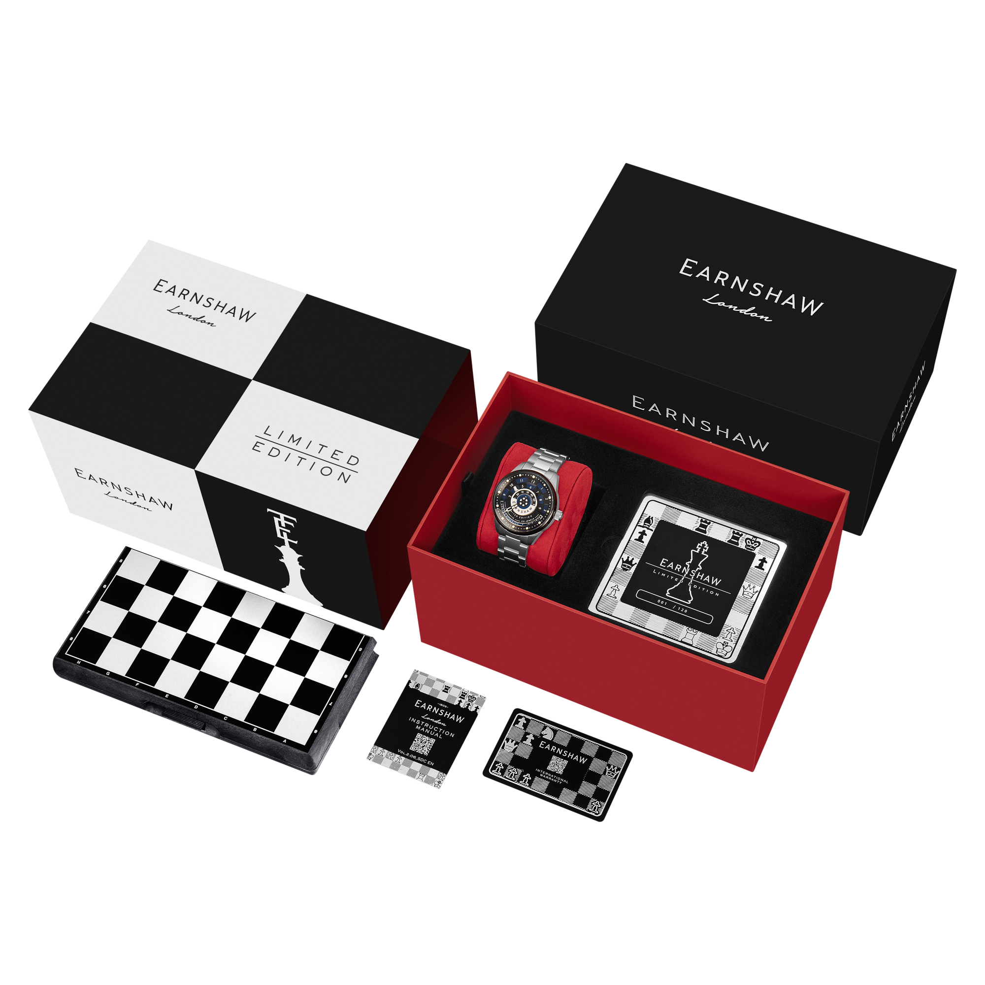 THOMAS EARNSHAW Thomas Earnshaw Staunton Chess Set Automatic Limited Edition Pawn Blue Men's Watch ES-8282-55