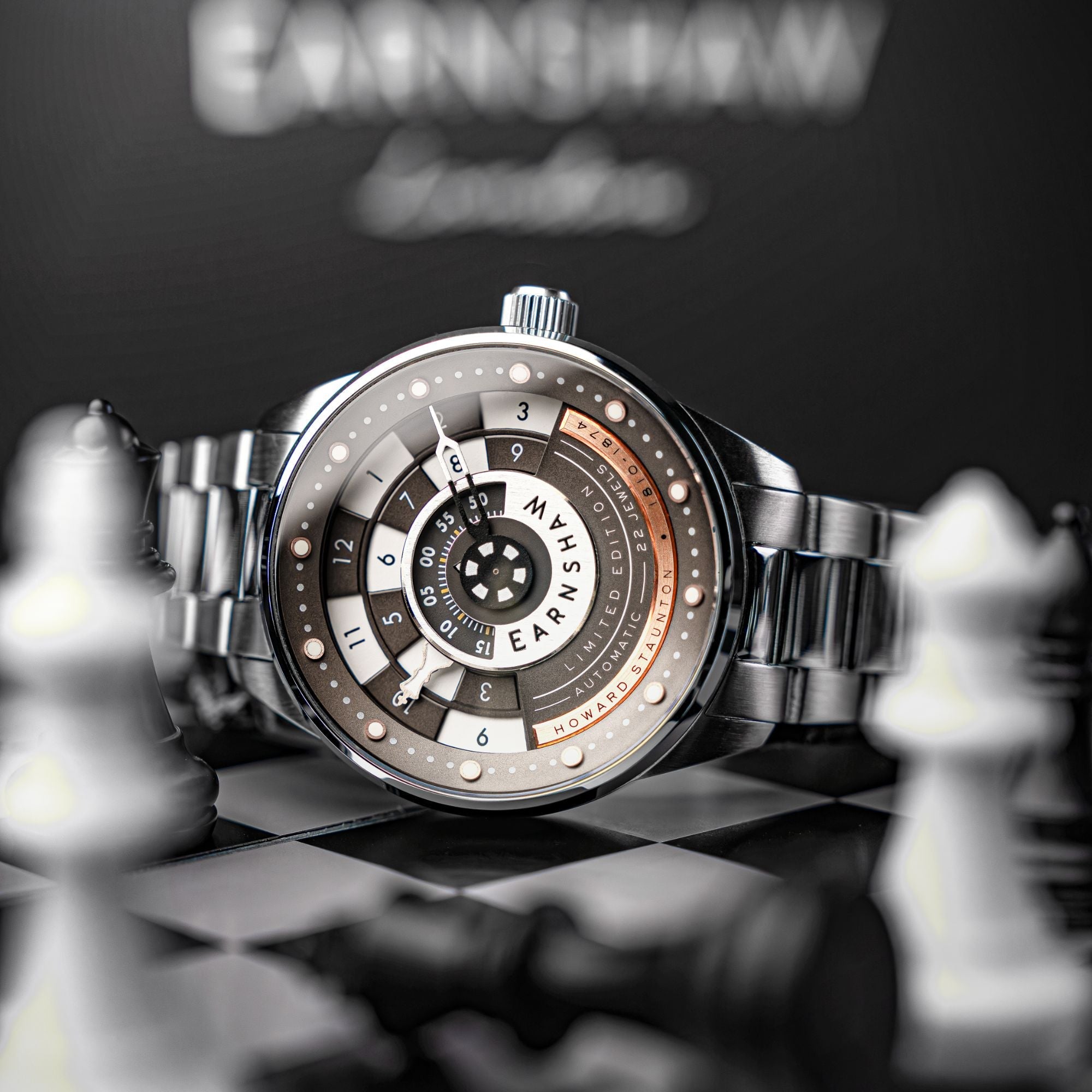 THOMAS EARNSHAW Thomas Earnshaw Staunton Chess Set Automatic Limited Edition Stalemate Grey Men's Watch ES-8282-99