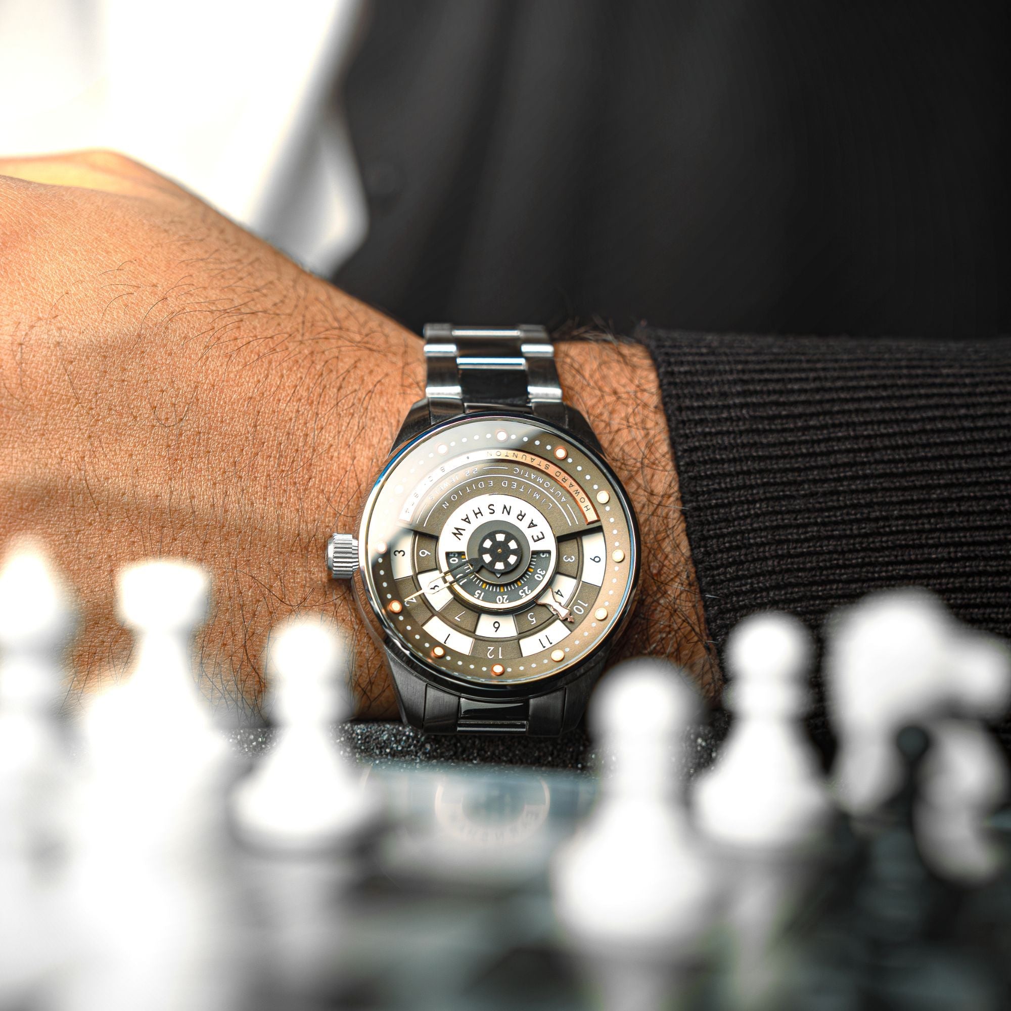 THOMAS EARNSHAW Thomas Earnshaw Staunton Chess Set Automatic Limited Edition Stalemate Grey Men's Watch ES-8282-99